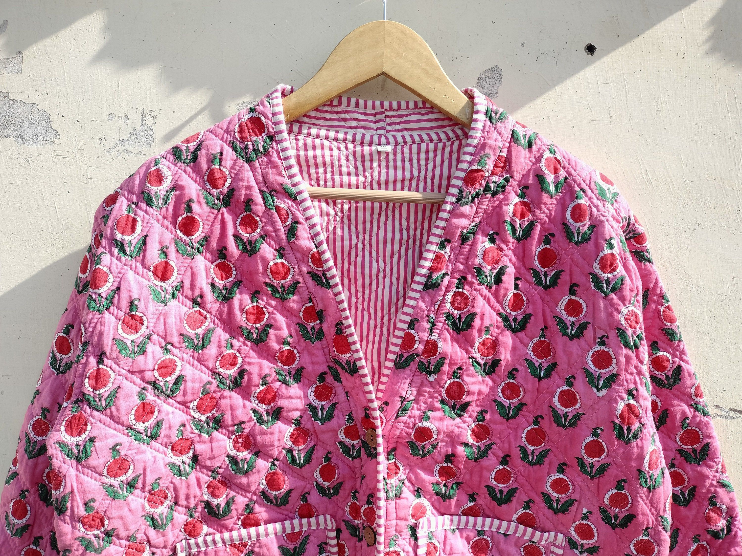 Vintage Indian Handmade Vintage Quilted Jacket Size M / US 6-8 / IT 42-44 - 3 Thumbnail