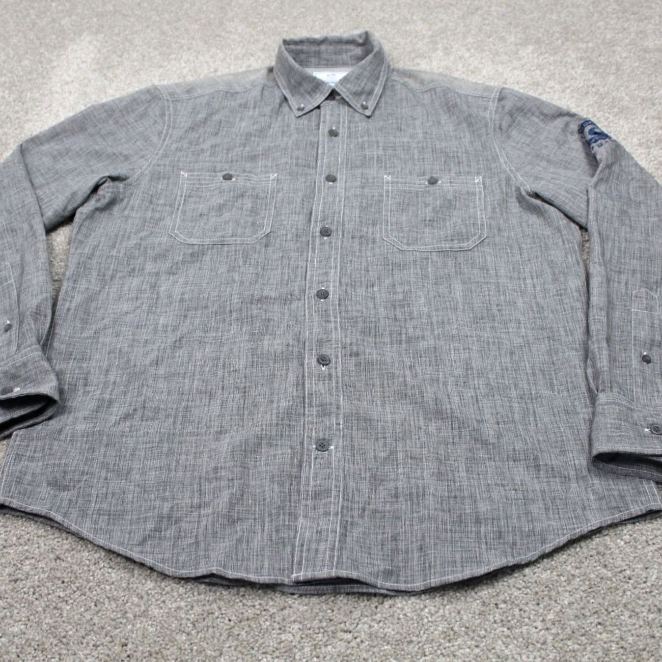 Southern Tide Southern Tide Performance Shirt Mens Medium Gray Polyester Long Sleeve Button-Up Shirt Size US M / EU 48-50 / 2 - 2 Thumbnail