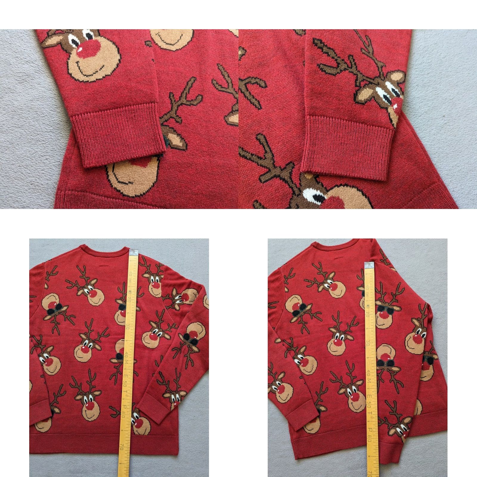 George George Christmas Rudolph Deer Sweater Men L Red Size US L / EU 52-54 / 3 - 9 Thumbnail