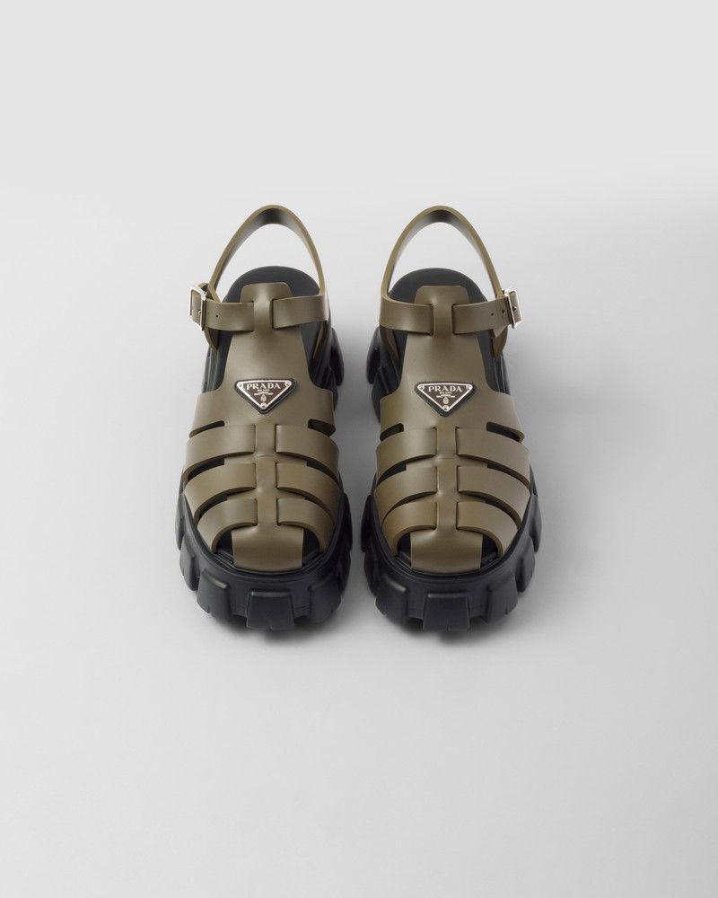 Prada o1mt1gz0526 Rubber Sandals in Khaki Size US 10 / EU 43 - 4 Thumbnail