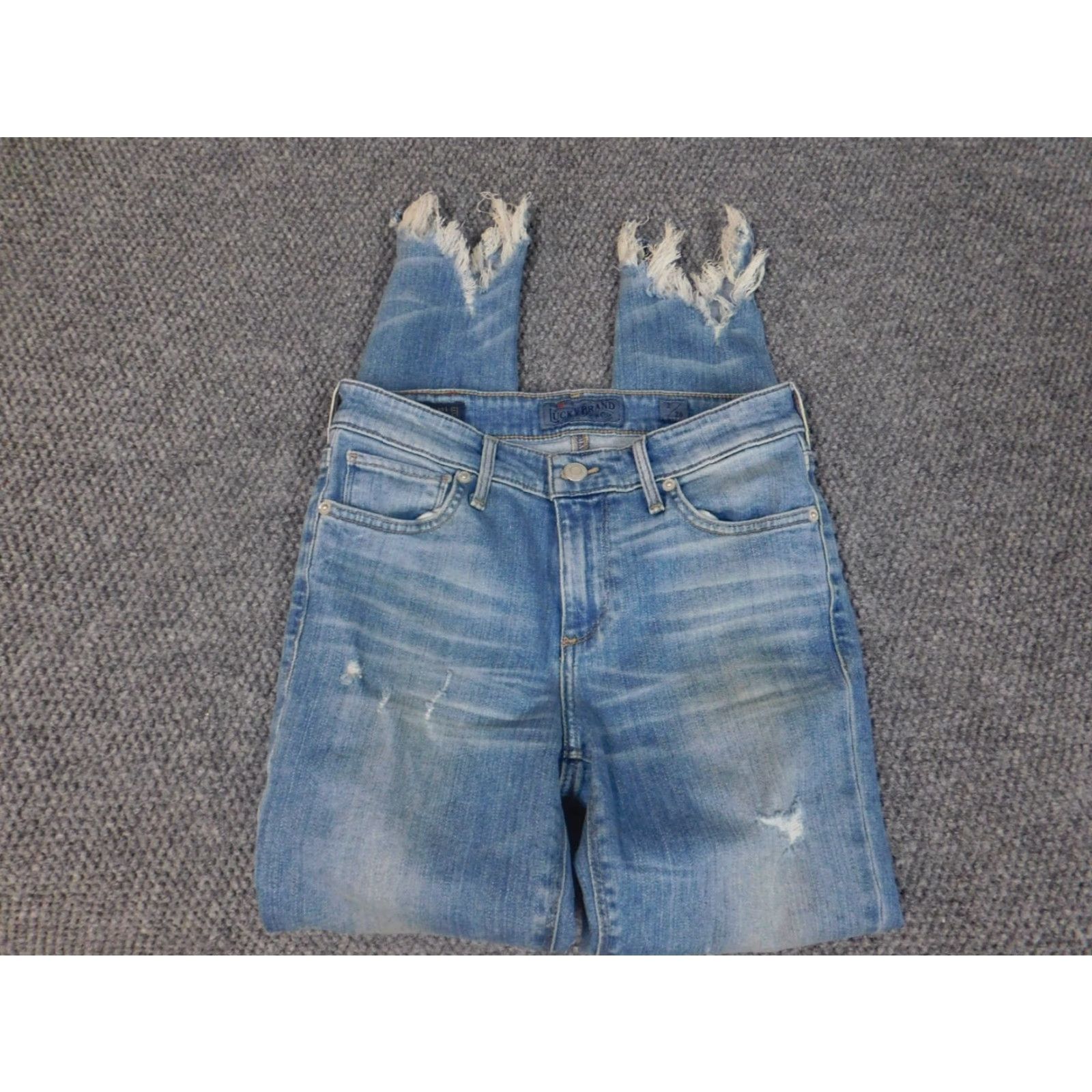 Lucky Brand Lucky Brand Jeans Women 2 Blue Dark Denim Zip Pockets Skinny Crop Regular Rise American Style Candiani Pattern Solid Cotton Blend Spandex Denim Size 26" / US 2 / IT 38 - 3 Thumbnail