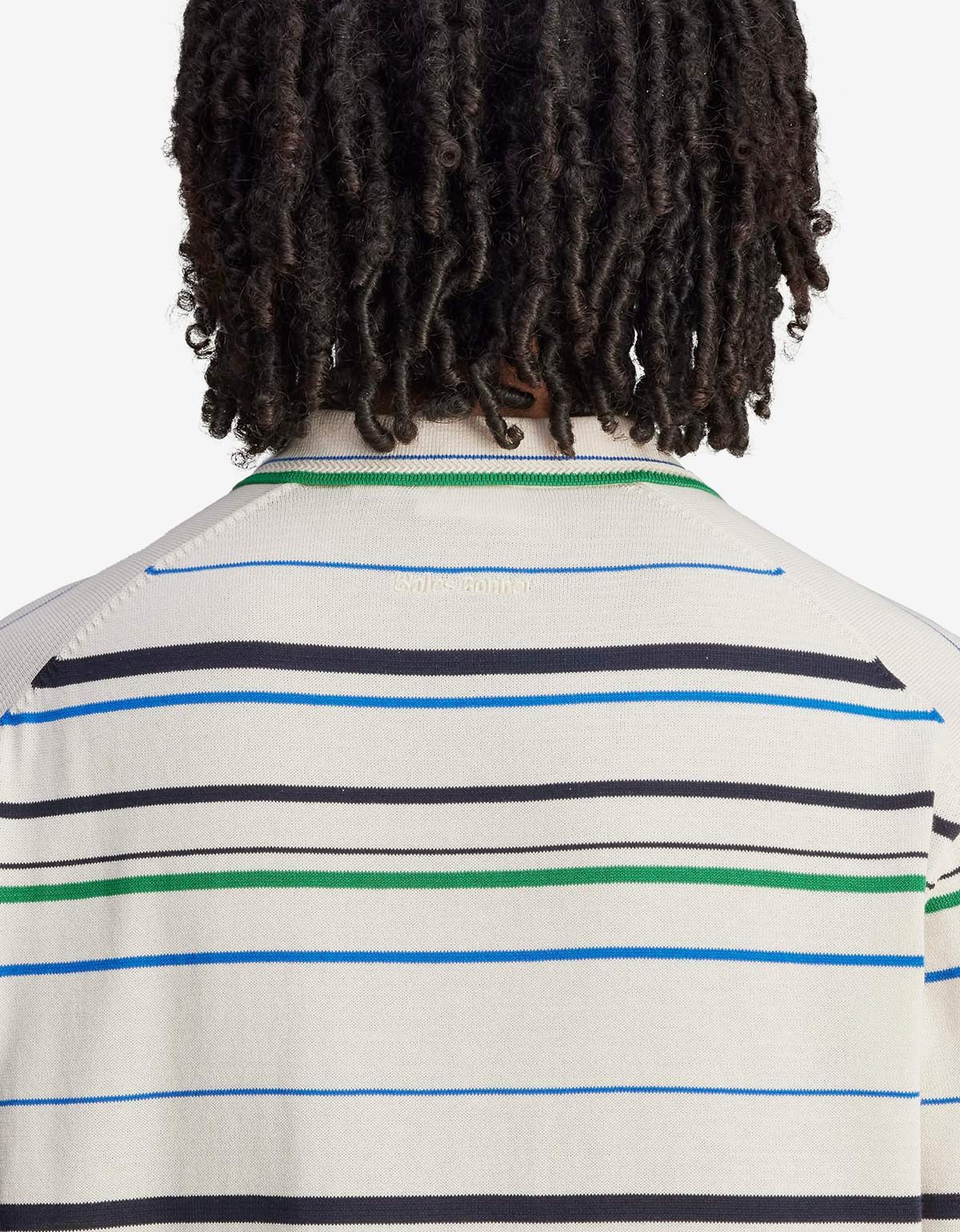 Adidas Wales Bonner x Adidas Wonder White Stripe Knit Polo Shirt Size US L / EU 52-54 / 3 - 5 Thumbnail