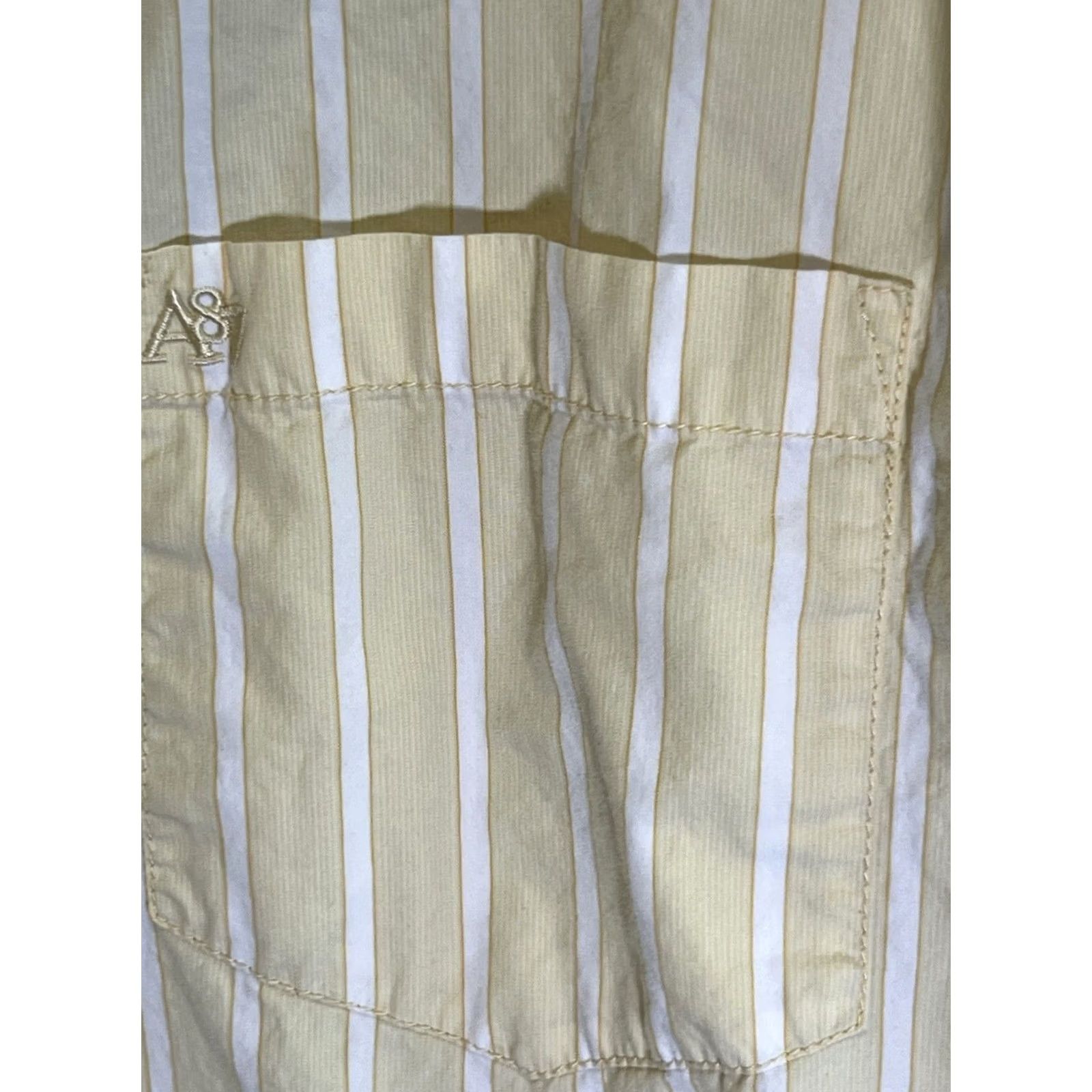 Vintage Aéropostale Button-Up Shirt Men 2XL Yellow Striped 100% Cotton Button-Down Long Sleeve Shirts Size US XXL / EU 58 / 5 - 2 Thumbnail