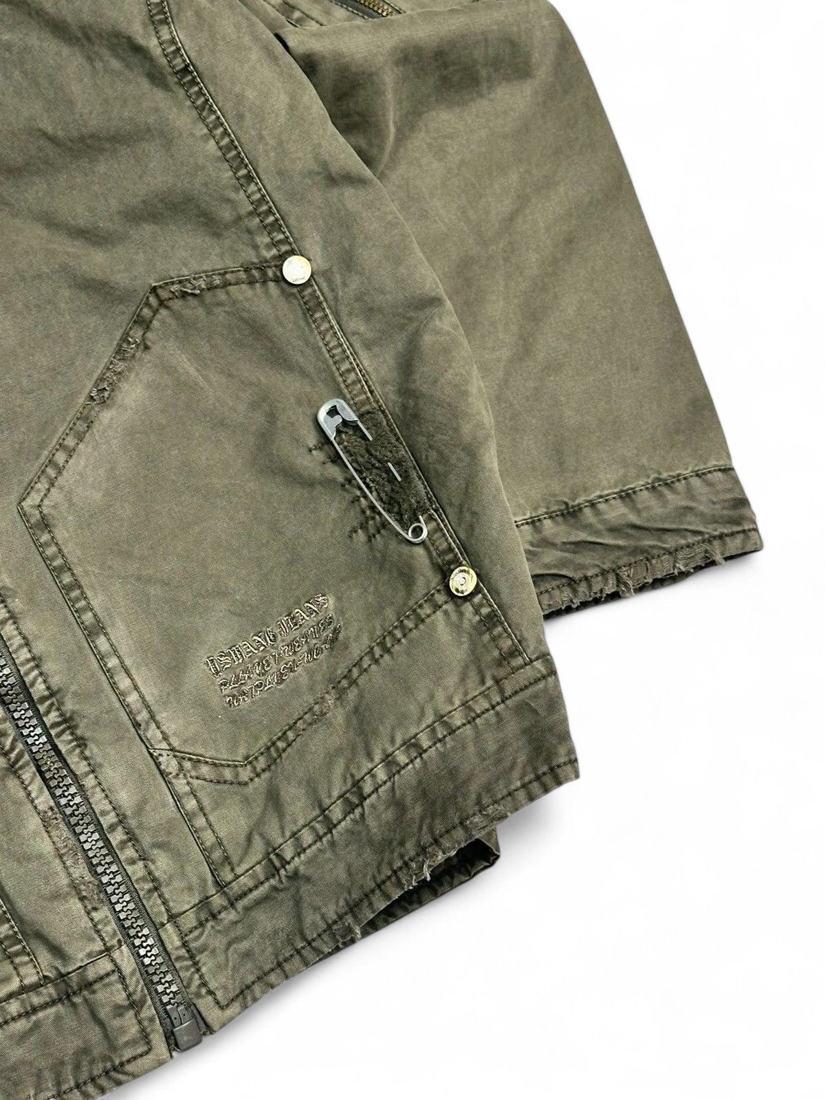 Le Grande Bleu (L.G.B.) Vintage Army Green Fur Hood Jacket Y2K faded Military Style Size US M / EU 48-50 / 2 - 6 Thumbnail
