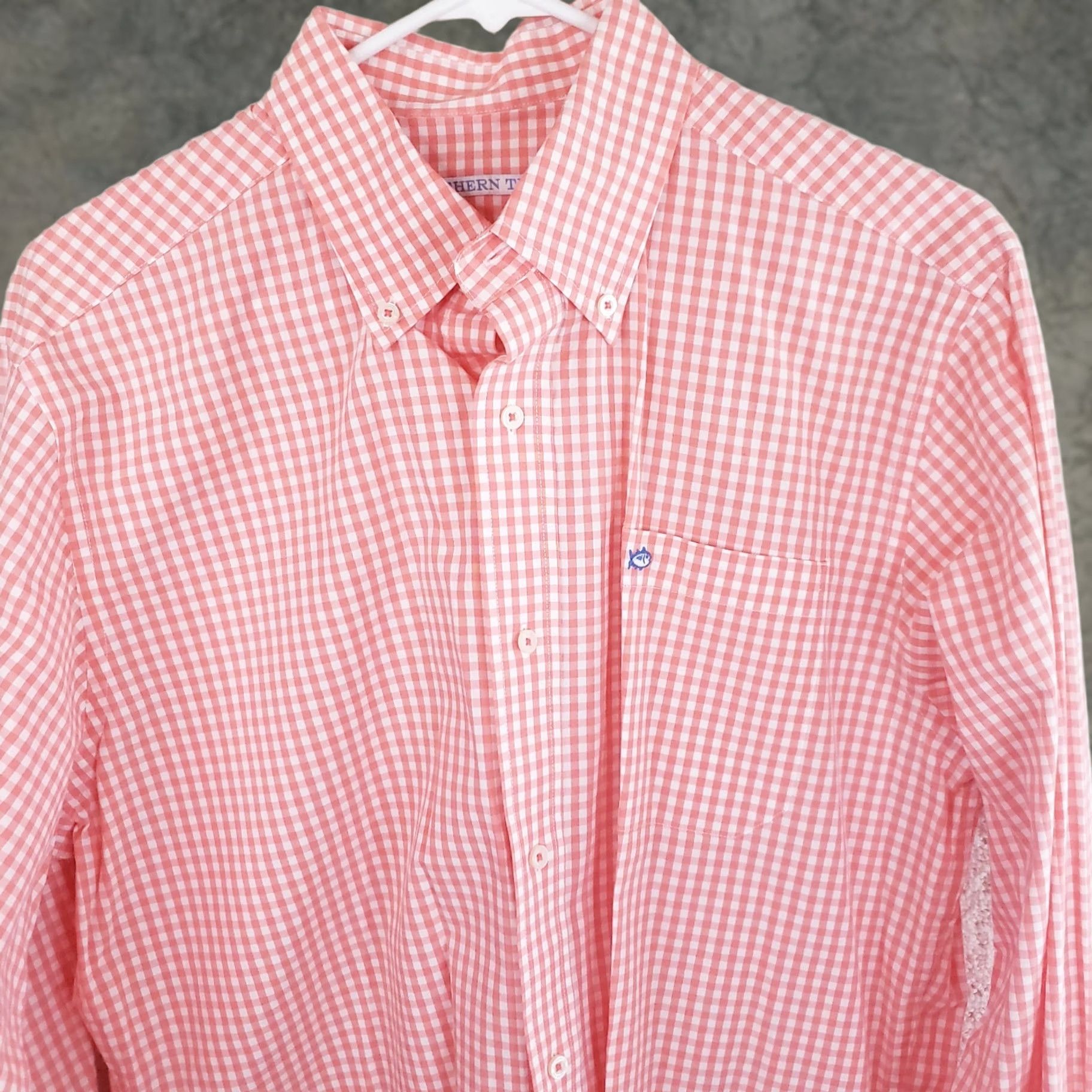 Southern Tide Southern Tide Shirt Mens M Coral White Check Long Sleeve Button-Down Collar Dress/Workwear Casual Shirt Size US M / EU 48-50 / 2 - 1 Thumbnail