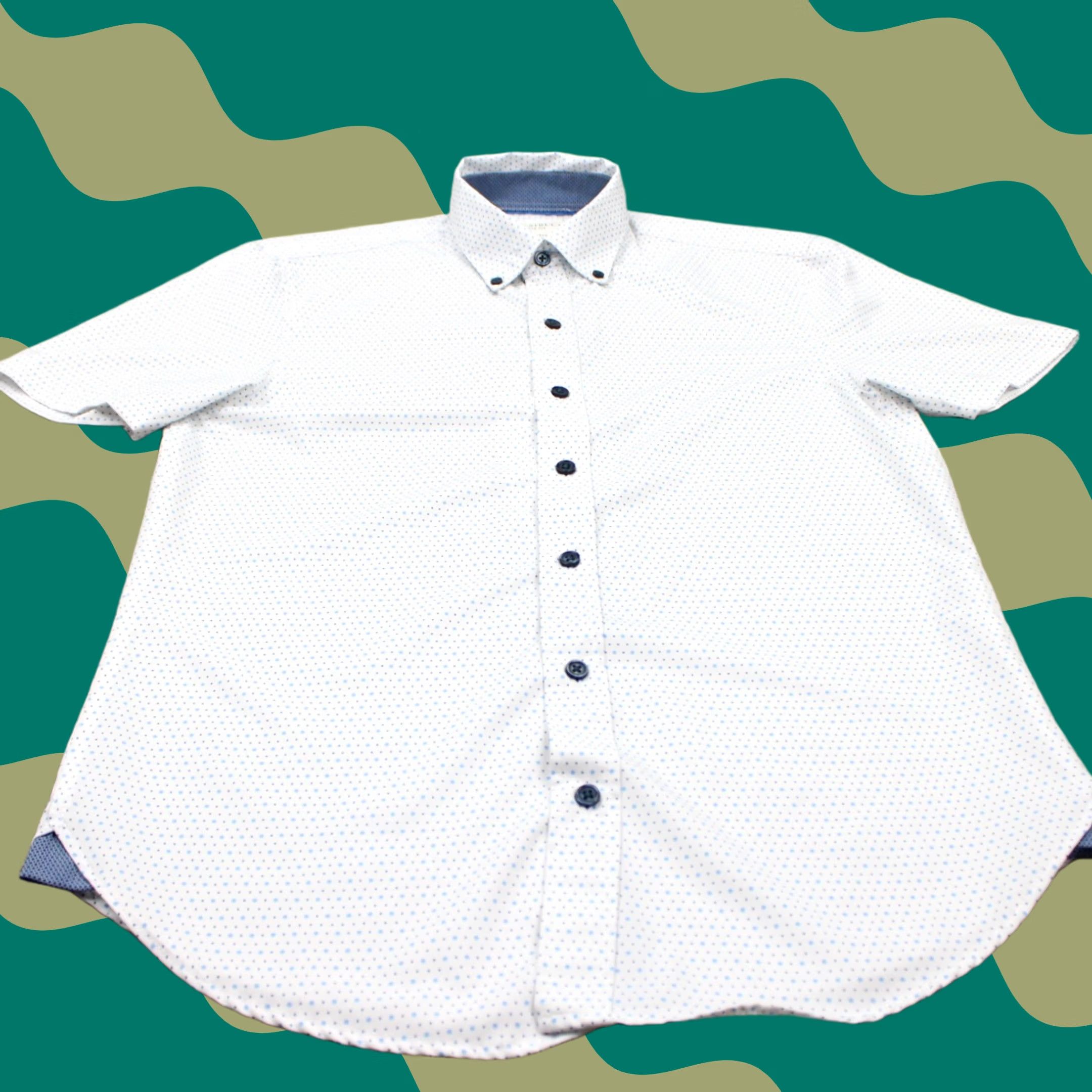 Vintage Construct Shirt Mens Small White/Blue Geometric Slim Fit 4 Way Stretch S/S Size US S / EU 44-46 / 1 - 1 Thumbnail