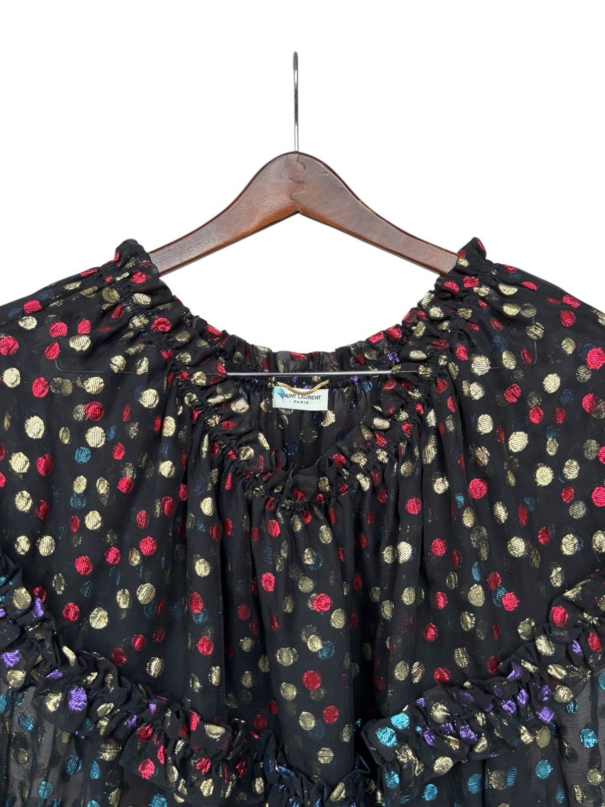 Saint Laurent Paris Saint Laurent Sequined Dots Silk Blouse Size M / US 6-8 / IT 42-44 - 3 Thumbnail