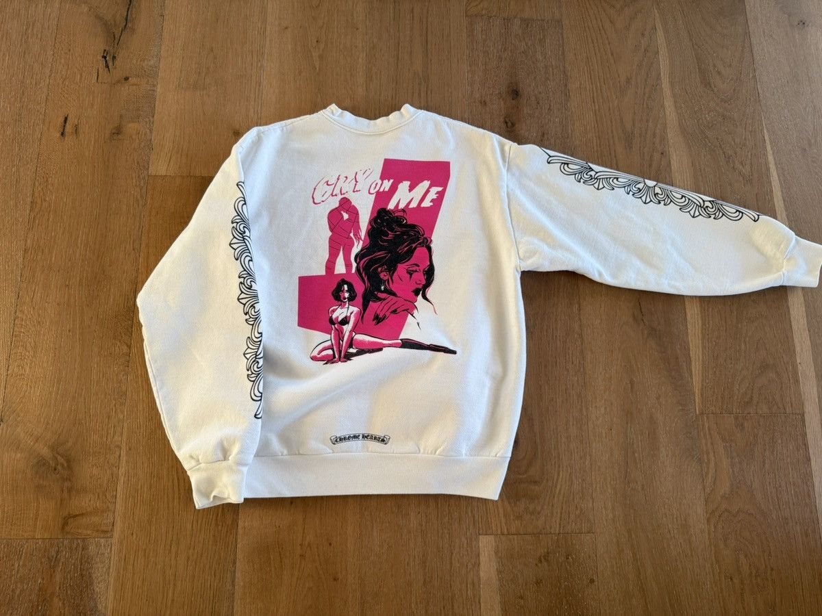 Chrome Hearts x Deadly Doll Cry on Me Crewneck Sweatshirt White Pink Mult Size US M / EU 48-50 / 2 - 6 Thumbnail