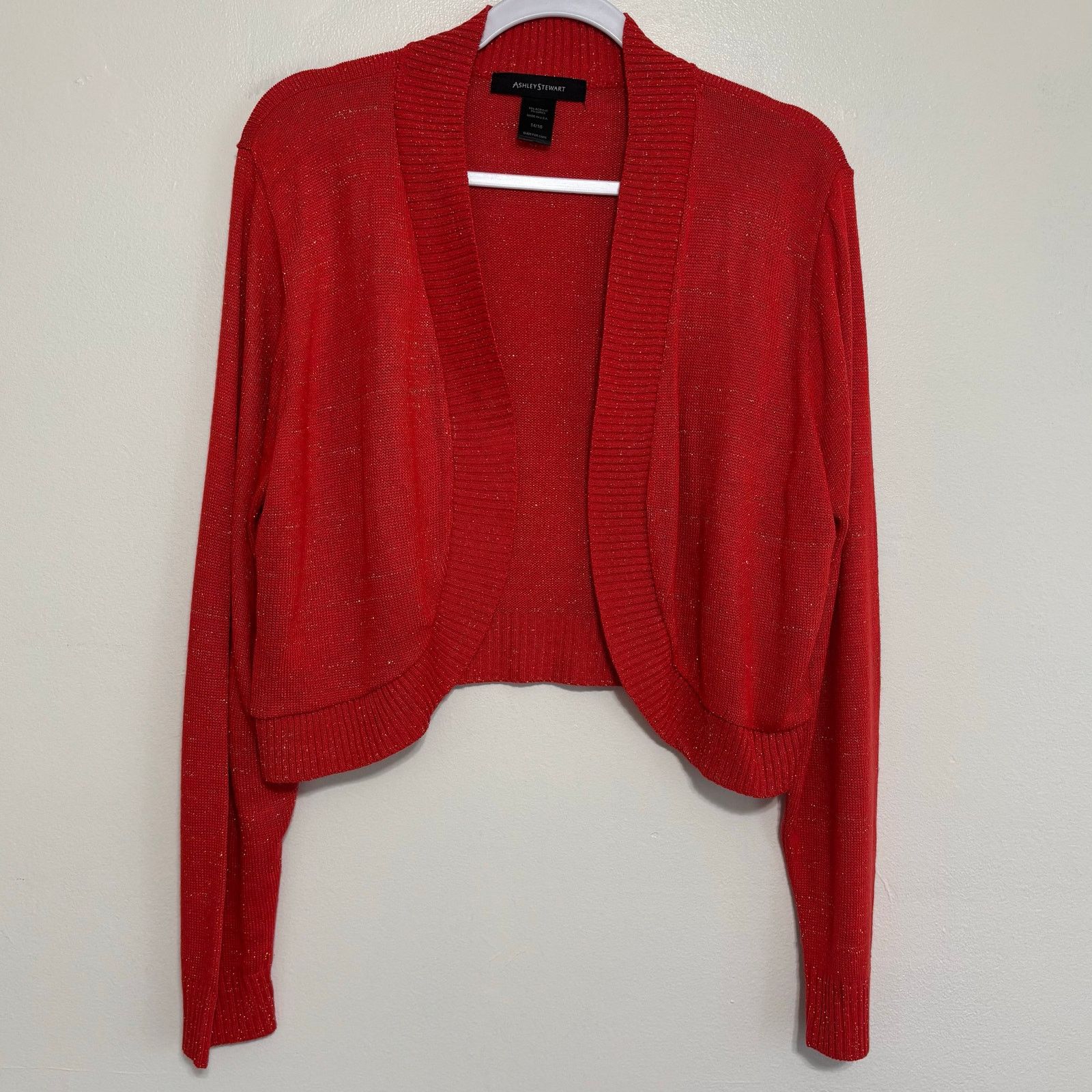 Other Ashley Stewart Red with Gold Shimmer Shrug Size 14 16 Size XL / US 12-14 / IT 48-50 - 1 Thumbnail