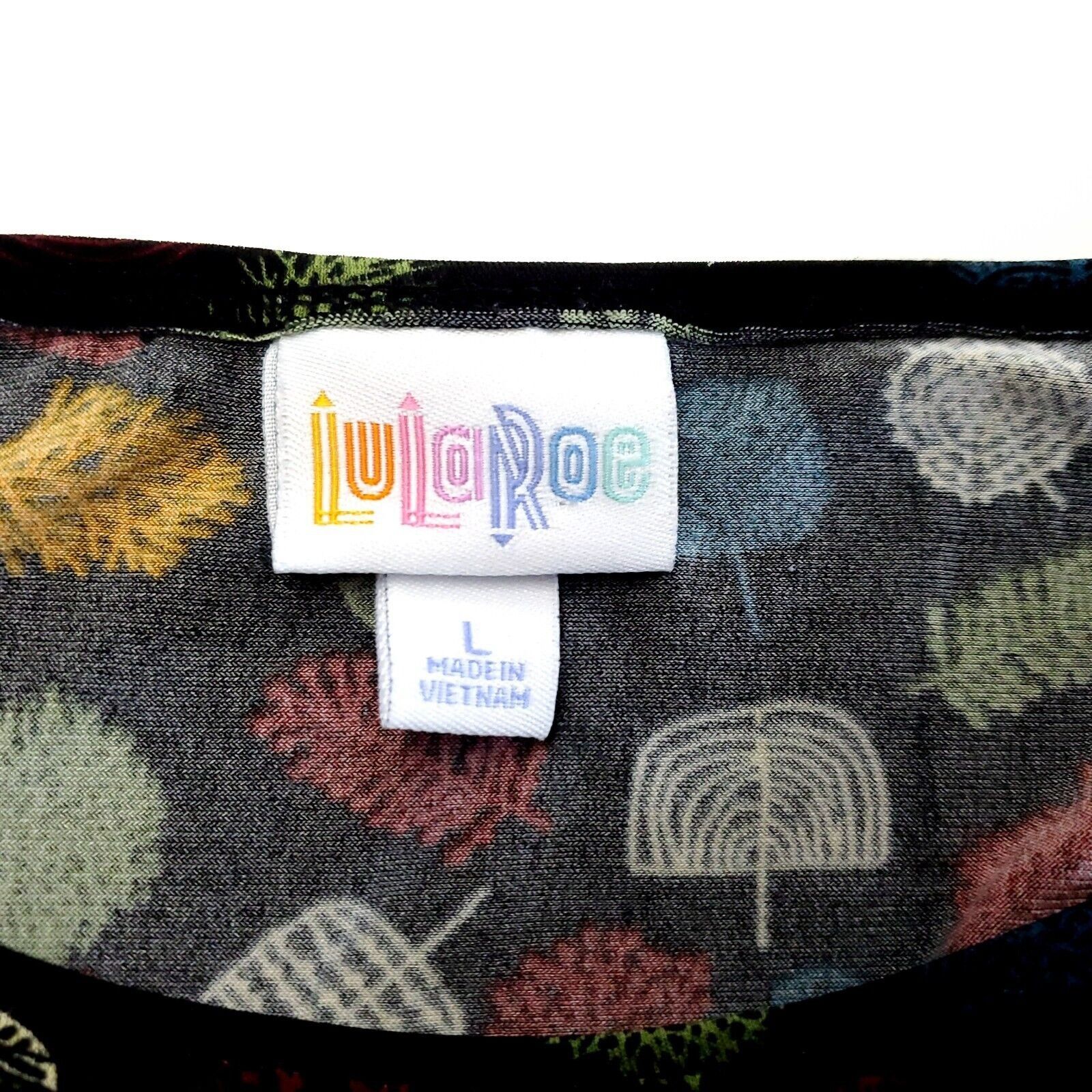 Designer Lularoe Shirt Dress Black Leave Print Scoop Neck Large 3/4 S Size L / US 10 / IT 46 - 5 Thumbnail