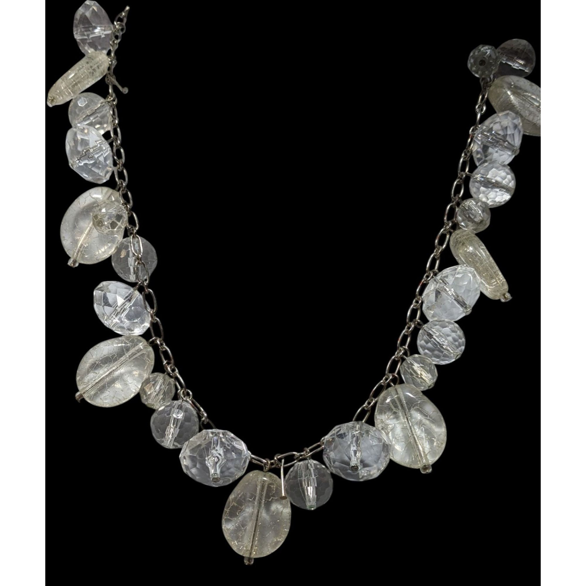 Other Elegant Glam Clear Beaded Statement Necklace With Silver Ton Size ONE SIZE - 2 Thumbnail