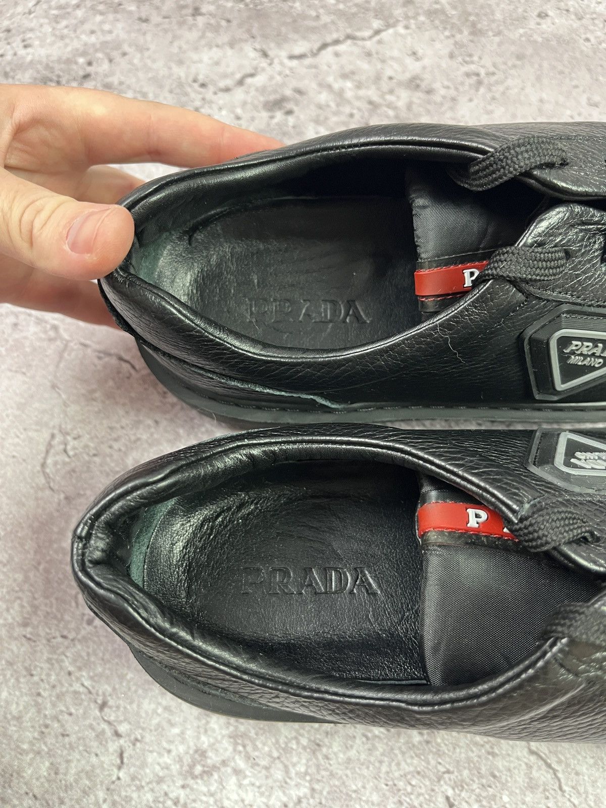 Prada Prada Milano Black Leather Platform Sneakers DesignerLuxury Size US 9 / EU 42 - 8 Thumbnail