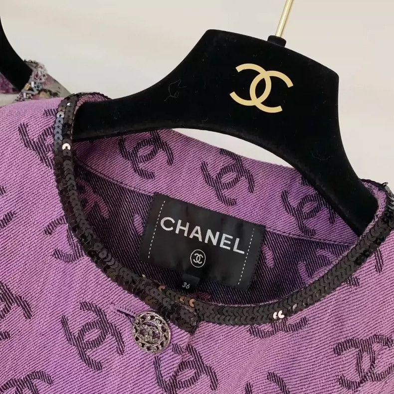 Chanel Chanel Purple full logo denim jacket Size XS / US 0-2 / IT 36-38 - 5 Thumbnail