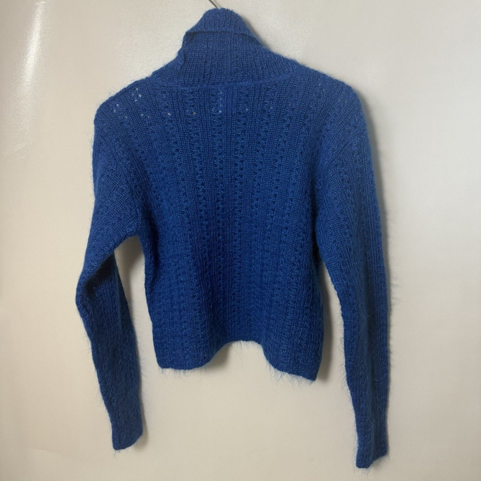 Laura Ashley Vtg Laura Ashley Mohair Sweater Turtleneck Knit Crop Preppy Size L / US 10 / IT 46 - 2 Thumbnail