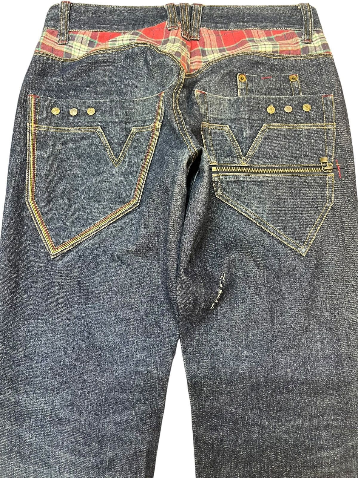 Japanese Brand Vintage Oilcake Unique Design Back Pocket Denim Size US 33 - 9 Thumbnail