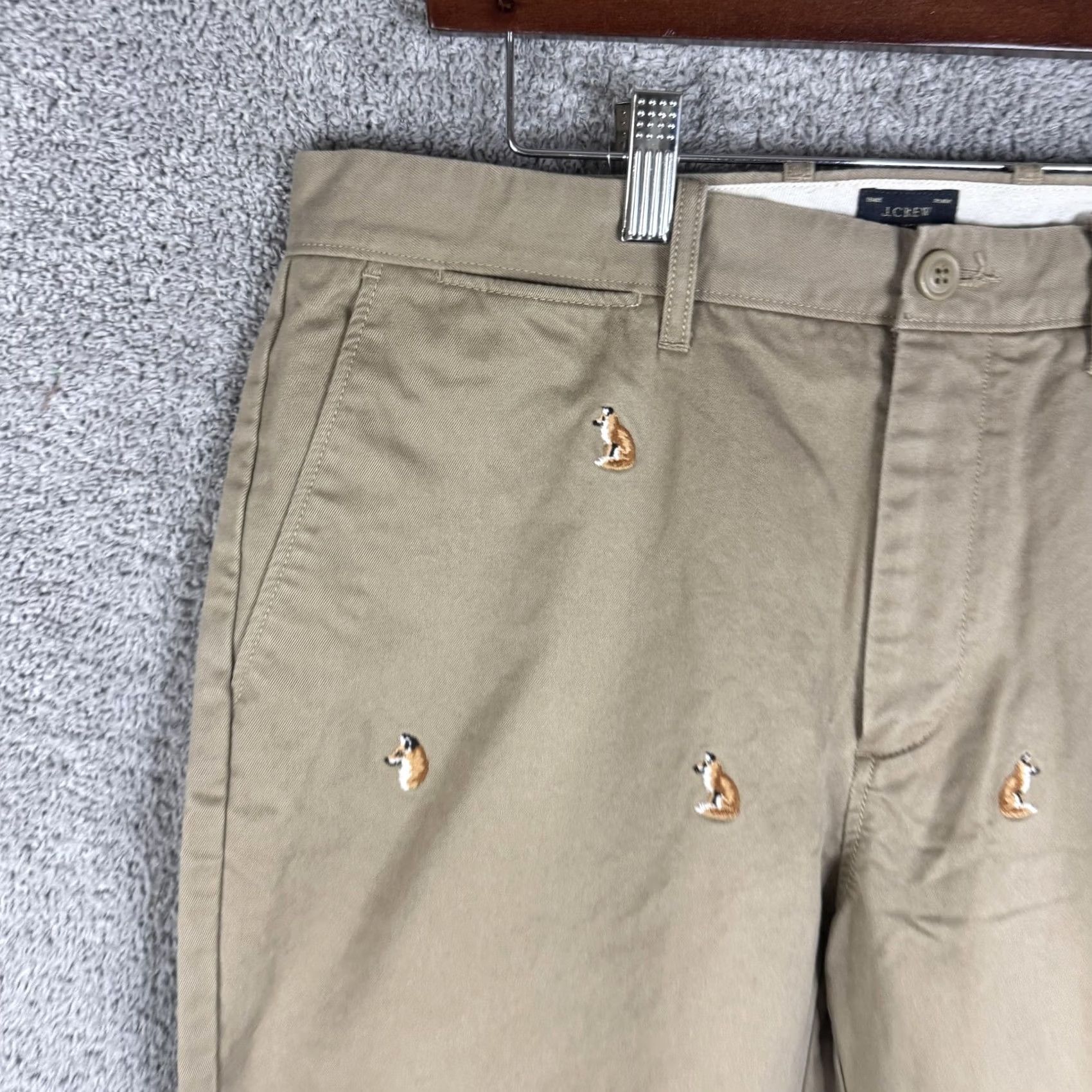 J.Crew J.Crew Broken In Pants Mens 33x34 Beige Chino Embroidered Fox Casual Canvas Size US 33 - 2 Thumbnail