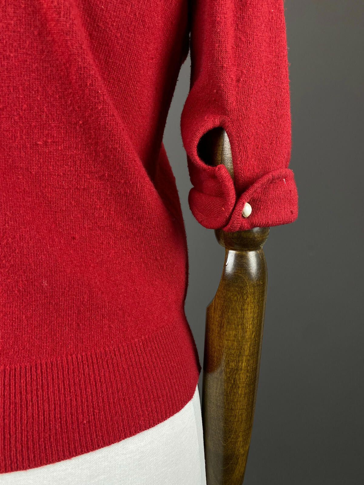 Designer Schumacher Red Wool Cardigan Sweater Size XS Size XS / US 0-2 / IT 36-38 - 6 Thumbnail