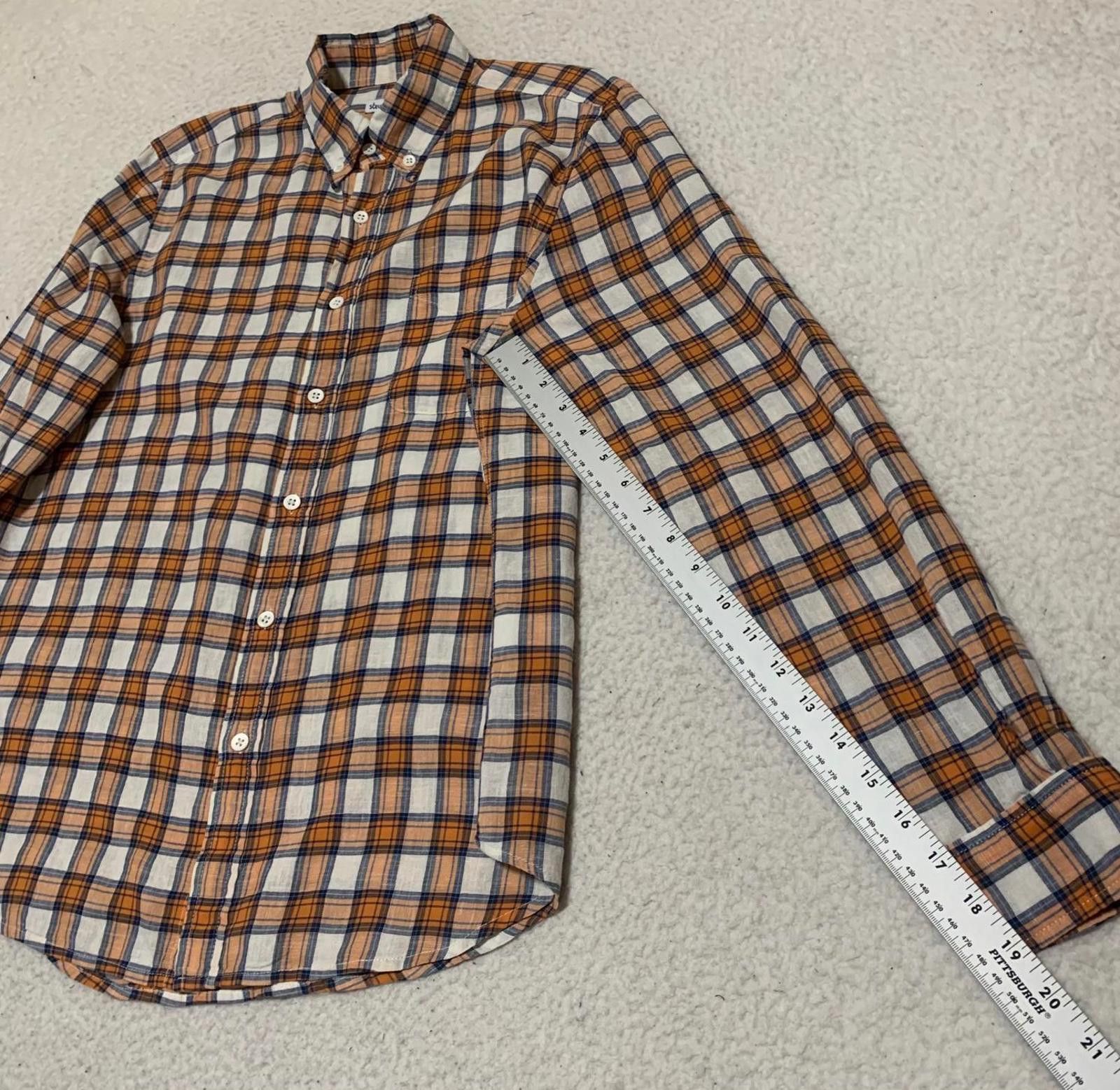 Steven Alan Steven Alan Men's Button-Down Shirt S Brown Orange Plaid USA Size US S / EU 44-46 / 1 - 7 Thumbnail