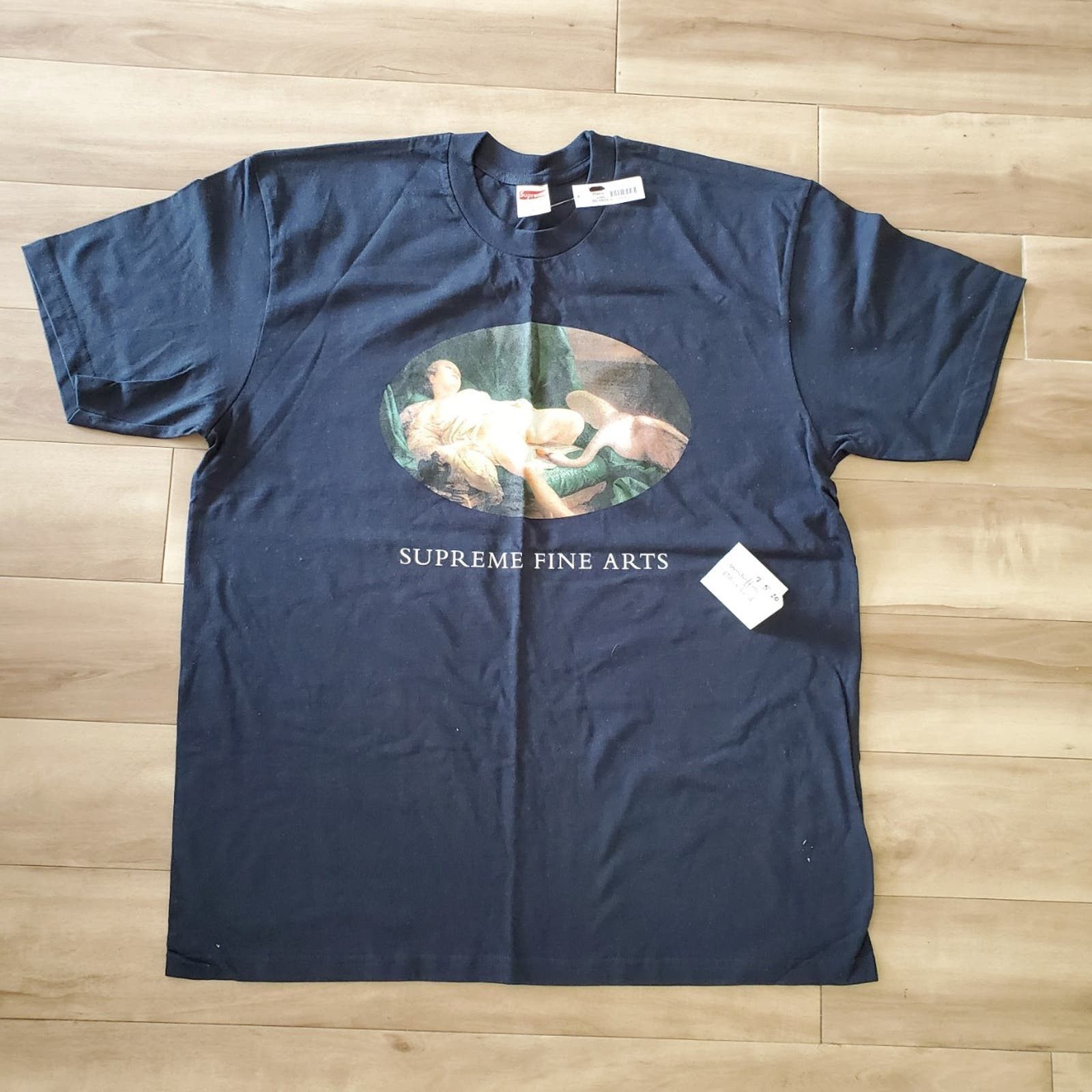 Image of Supreme Navy Blue Leda And The Swan Cotton T-Shirt Xl, Men's