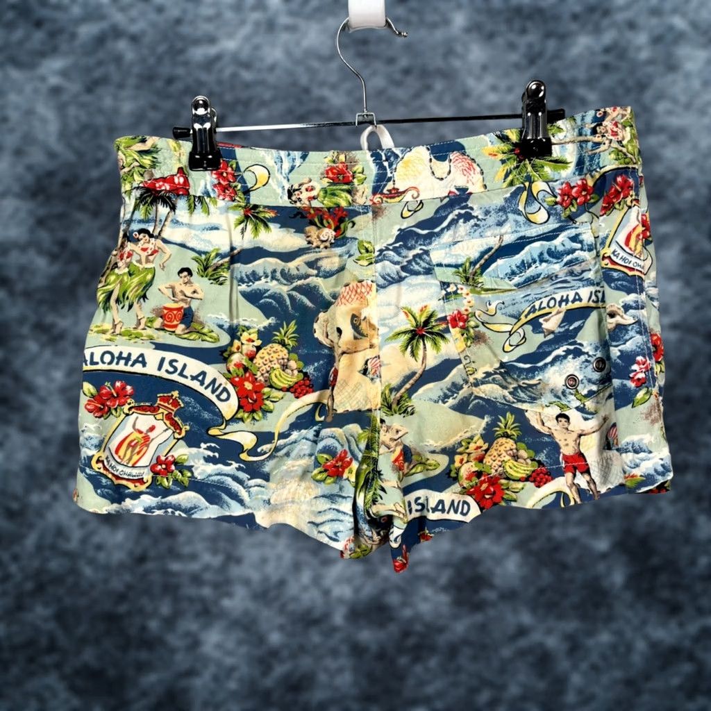 Ralph Lauren Ralph Lauren Rugby Womens 8 Aloha Island Print Shorts Tropical Beach Blue Chino Summer Vintage Womens Size 30" / US 8 / IT 44 - 1 Thumbnail