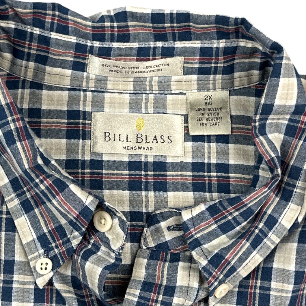 Bill Blass VINTAGE Bill Blass Shirt Plaid Button-Down Long Sleeve 2XL Navy Blue Casual Mens 90s Size US XXL / EU 58 / 5 - 5 Thumbnail