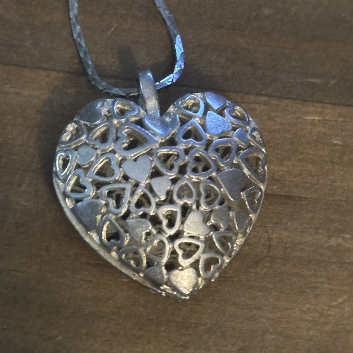 Vintage Vintage silver tone puffed filigree heart pendant necklace Size ONE SIZE - 3 Thumbnail