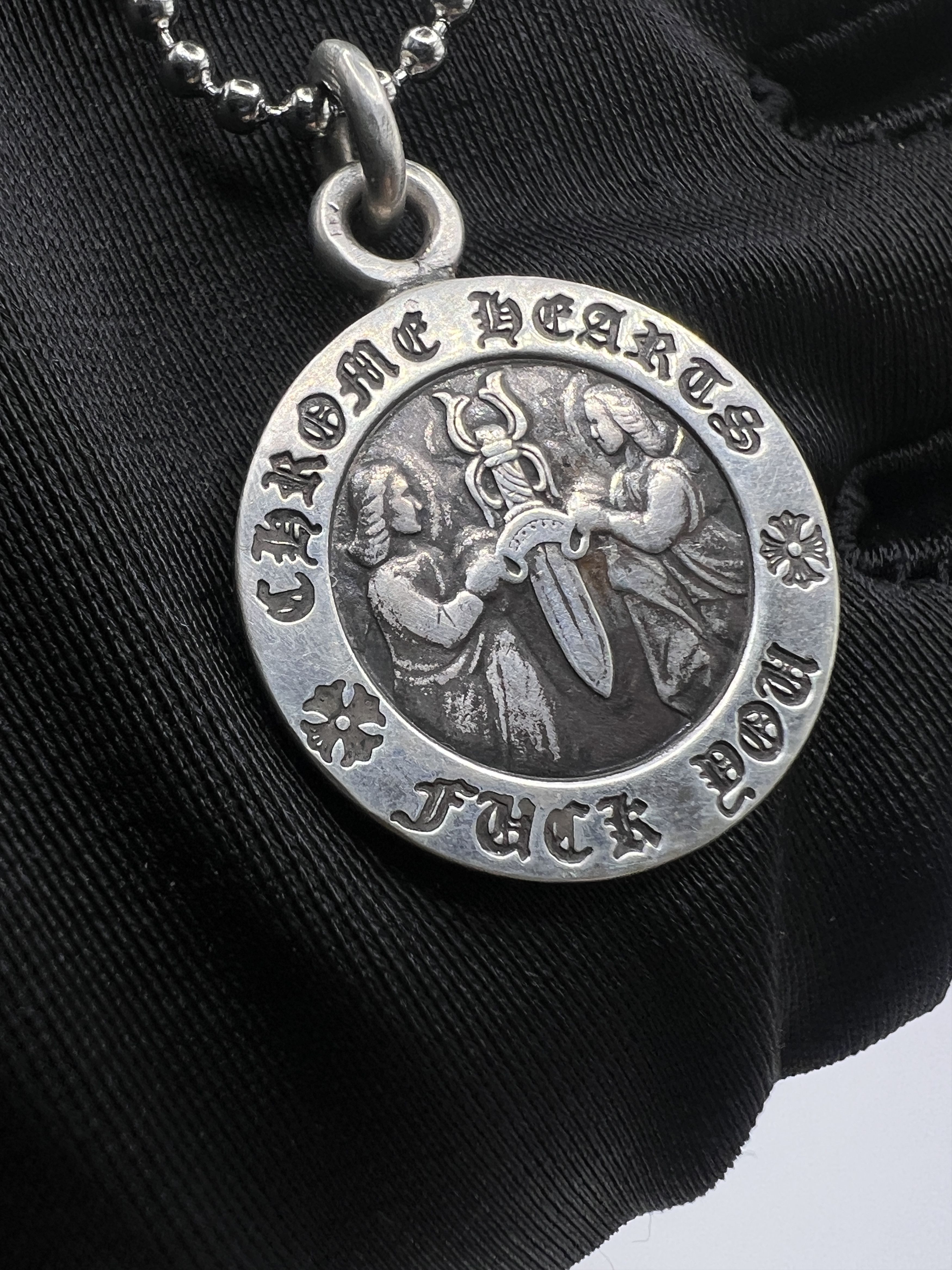 Chrome Hearts Chrome Hearts Small Medallion Pendant With Ball Chain Size ONE SIZE - 4 Thumbnail