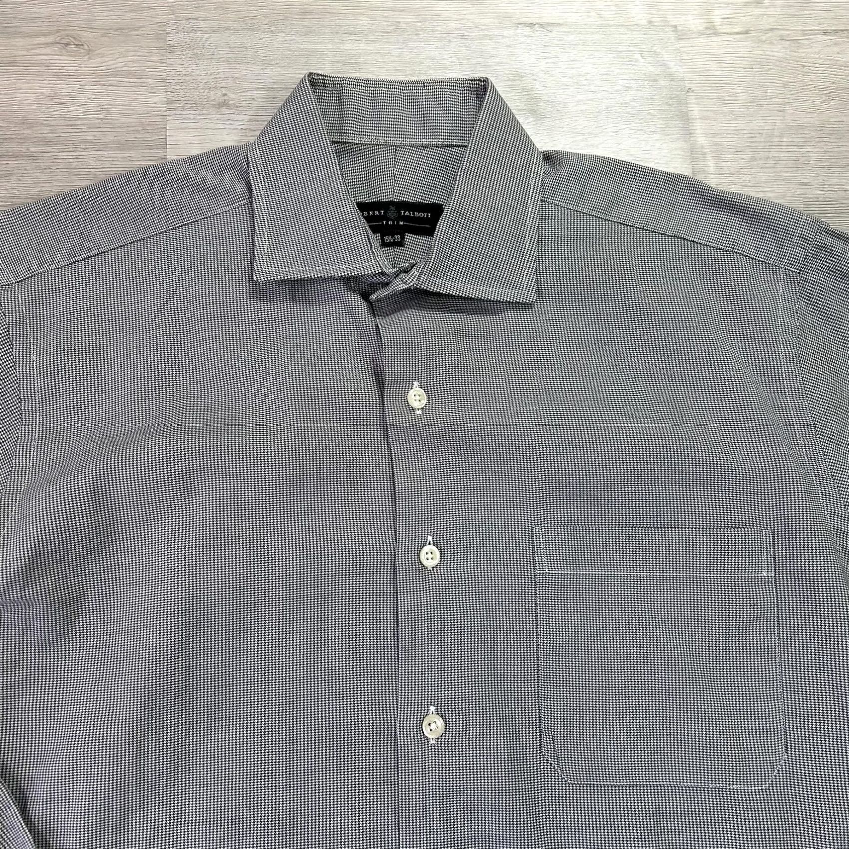 Robert Talbott Robert Talbott Shirt Mens 15.5 32/33 Gray Houndstooth Trim Fit French Cuff Dress Shirt Size US L / EU 52-54 / 3 - 3 Thumbnail