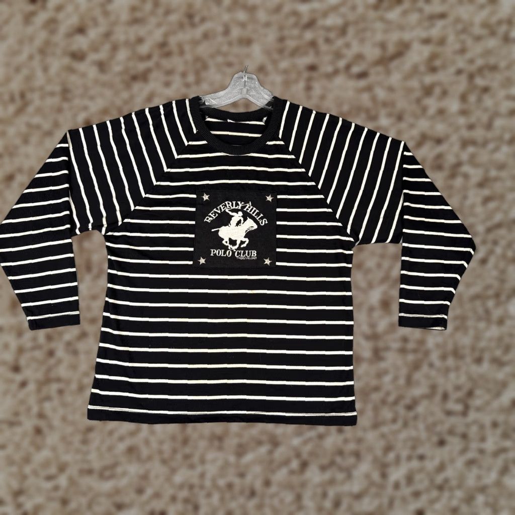 Vintage Unbranded Men's Polo Shirt Small Black Striped Cotton Long Sleeve Activewear Casual Sports Size US S / EU 44-46 / 1 - 1 Thumbnail