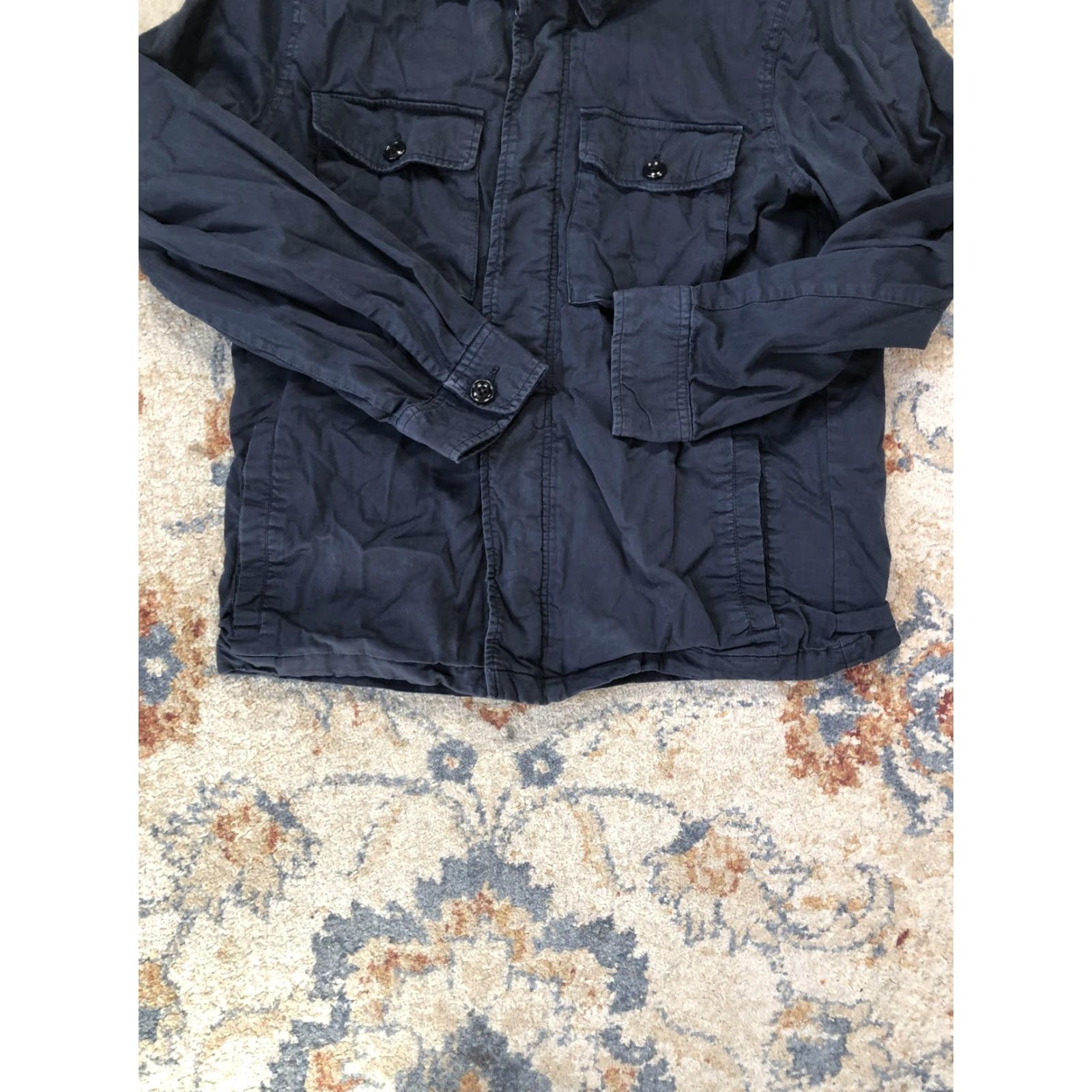 Abercrombie & Fitch Abercrombie & Fitch Jacket Mens Small Blue Cotton Military Full Zip Pockets Size US S / EU 44-46 / 1 - 5 Thumbnail