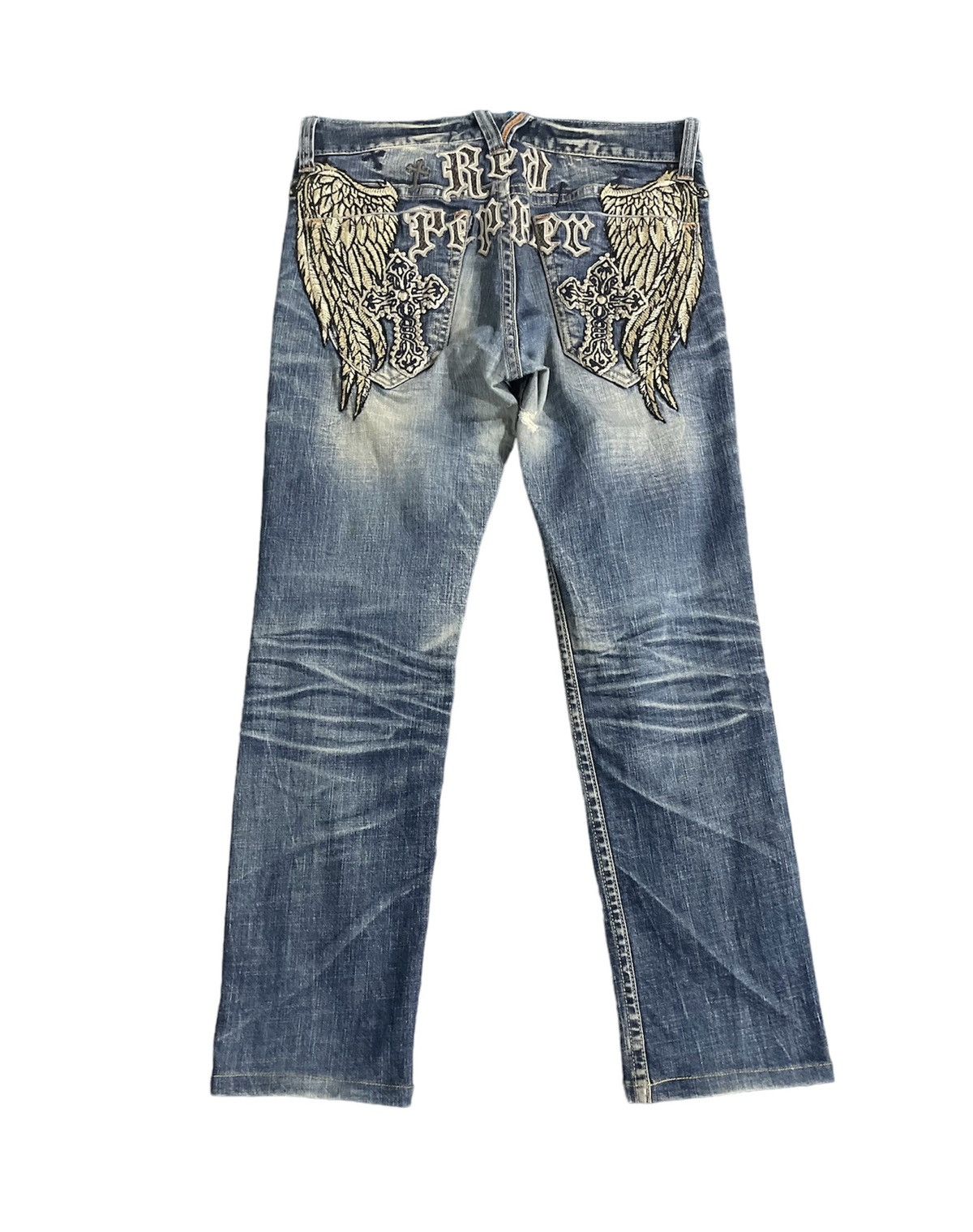 Japanese Brand VINTAGE RED PEPPER JAPAN&CO EMBROIDERY LOGO DENIM JEANS Size US 34 / EU 50 - 1 Thumbnail