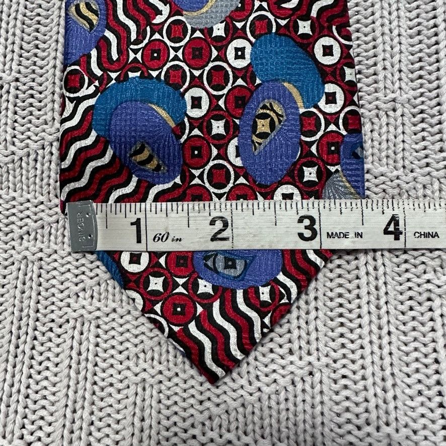 Oleg Cassini Vintage Oleg Cassini red and blue abstract Italian silk tie Size ONE SIZE - 5 Thumbnail