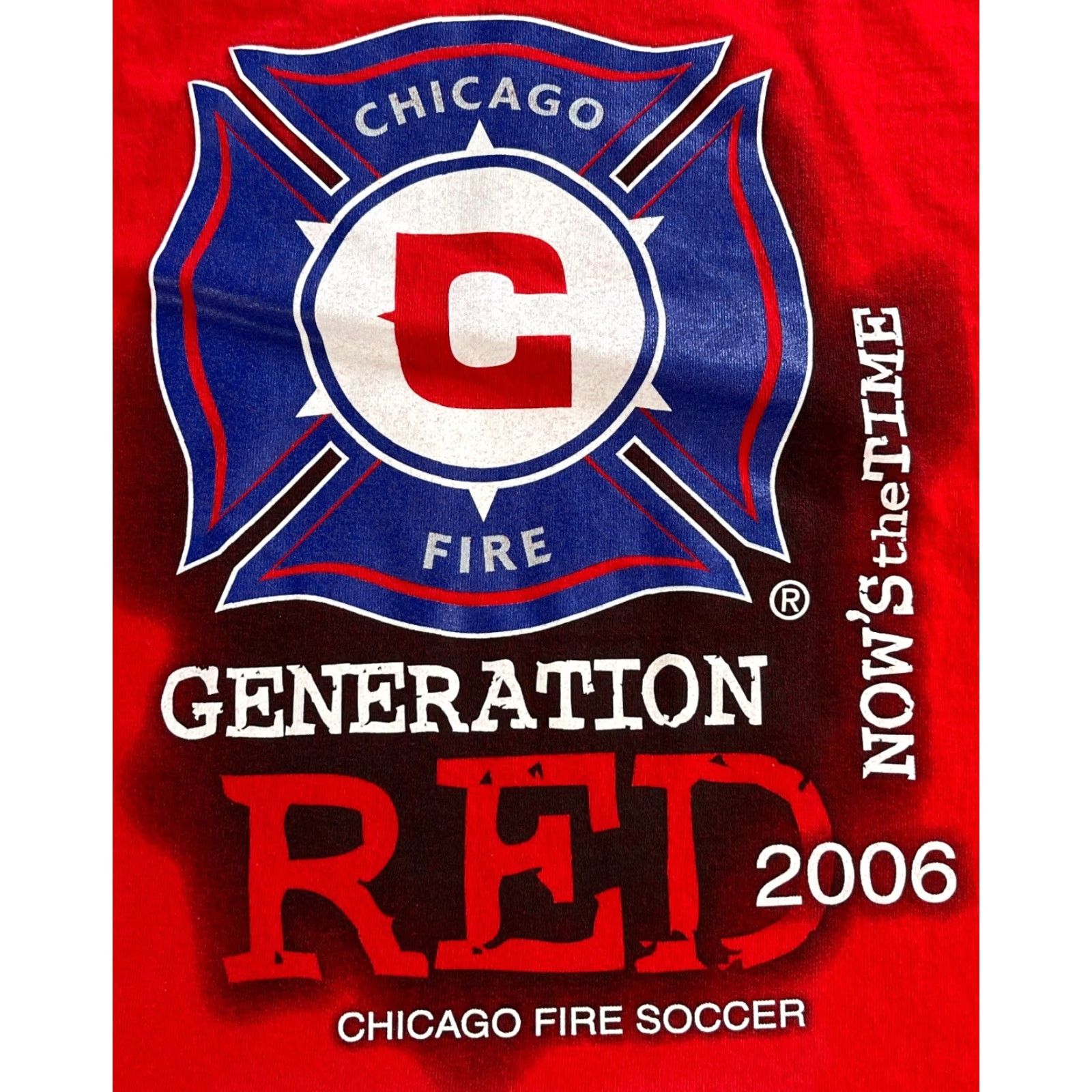 Fruit Of The Loom Chicago Fire Soccer Club T-Shirt Vintage 2006 Generation Red MLS Sz L Mens Cotton Short Sleeve Crew Neck Size US L / EU 52-54 / 3 - 3 Thumbnail