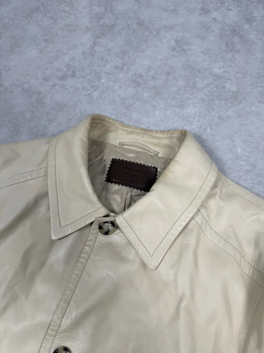Prada FW2002 Prada Beige Buttoned Leather Classy Jacket Size US M / EU 48-50 / 2 - 10 Thumbnail
