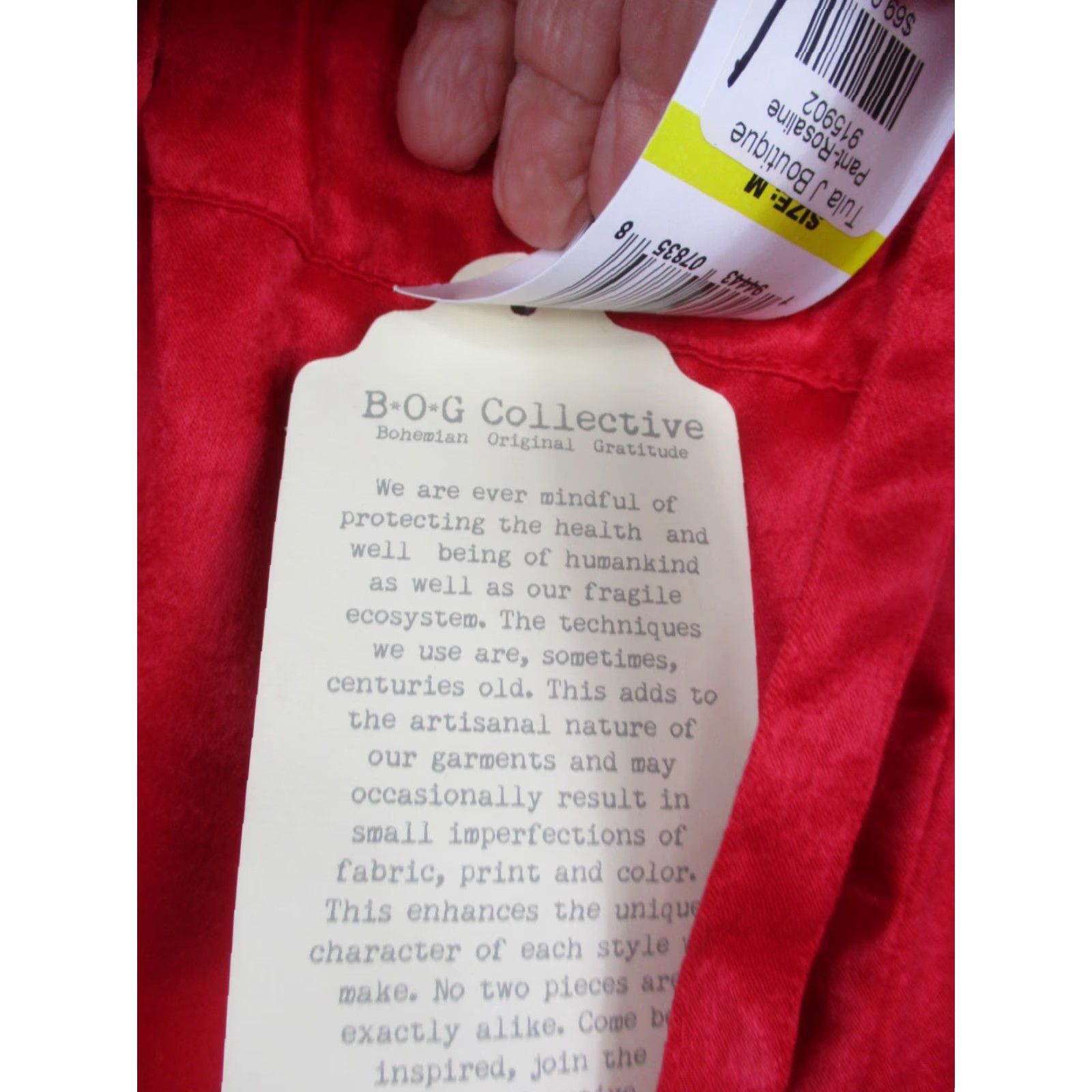 Vintage B O G Collective Pants Womens Medium Ruby Red Satin Paperbag Tapered Jogger Boho Size 32" / US 10 / IT 46 - 4 Thumbnail