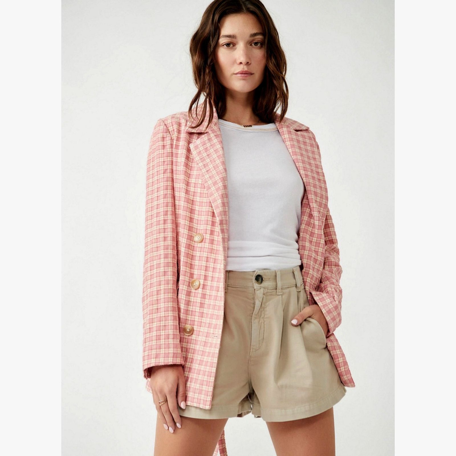 Free People Free People Olivia Plaid Blazer Pink size M Size M / US 6-8 / IT 42-44 - 2 Thumbnail