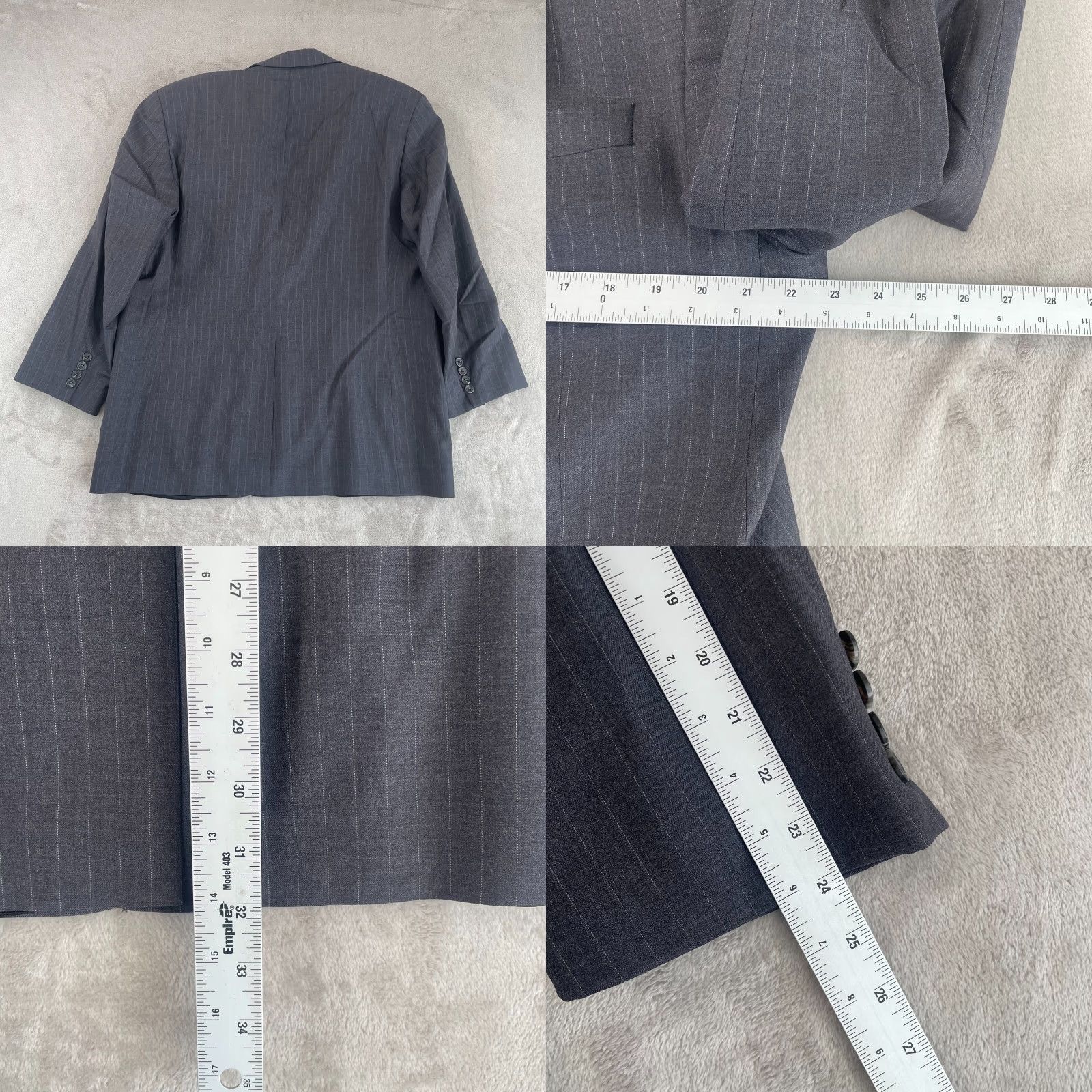 Ralph Lauren Lauren Ralph Lauren Suit Men 46R Grey Striped 100% Wool Pants 38X28 Cuffed Size 46R - 8 Thumbnail