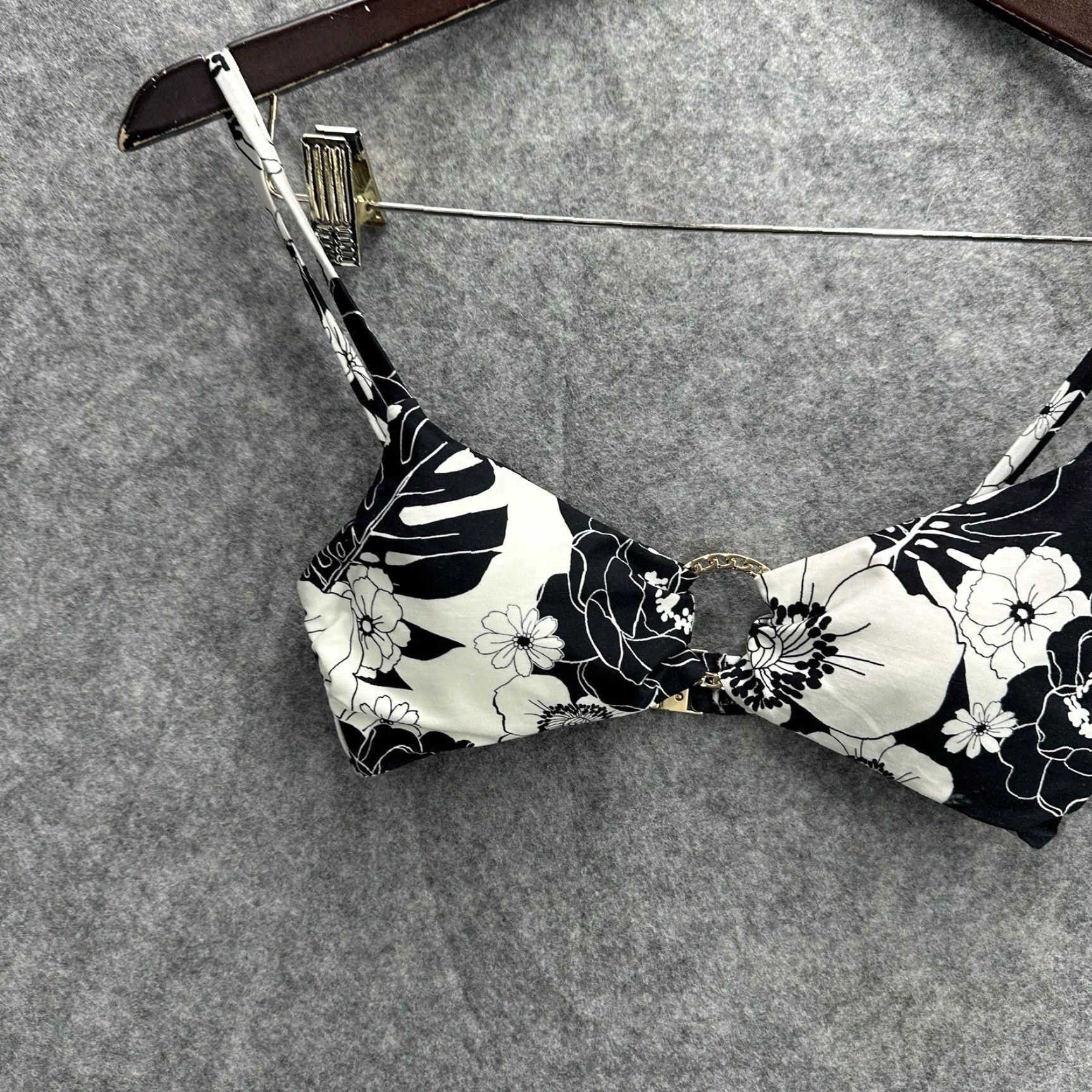 Vintage Seafolly Women's Summer of Love Floral Bikini Top Bralette Black Nylon Elastane Adjustable Strap 6 AU Size M / US 6-8 / IT 42-44 - 3 Thumbnail