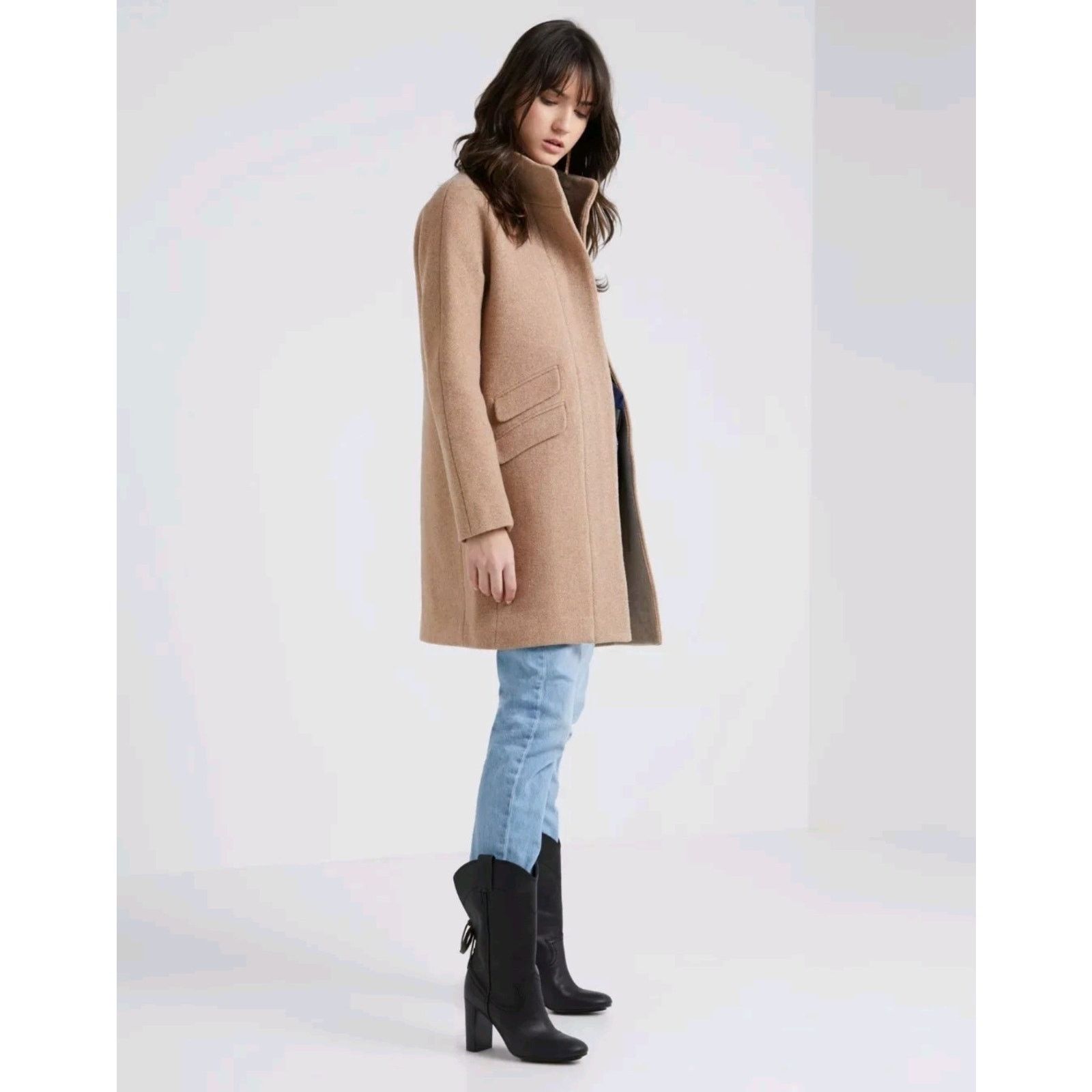 J.Crew J. CREW Stadium Cloth Wool Cocoon Coat Tan Camel Neutral Size XS / US 0-2 / IT 36-38 - 1 Thumbnail