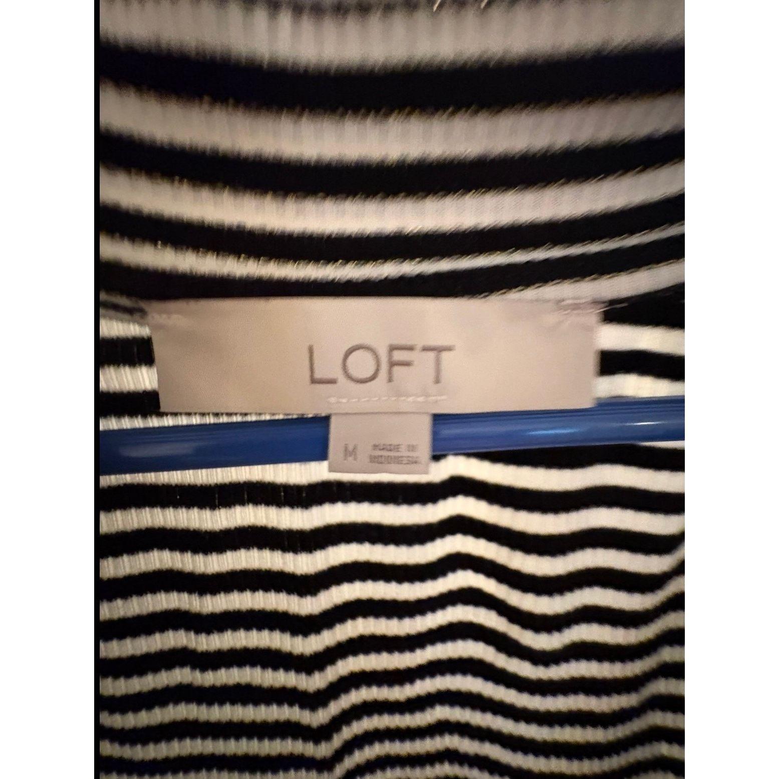 Loft LOFT Women’s Medium Striped Ribbed Henley Sweater Size M / US 6-8 / IT 42-44 - 3 Thumbnail