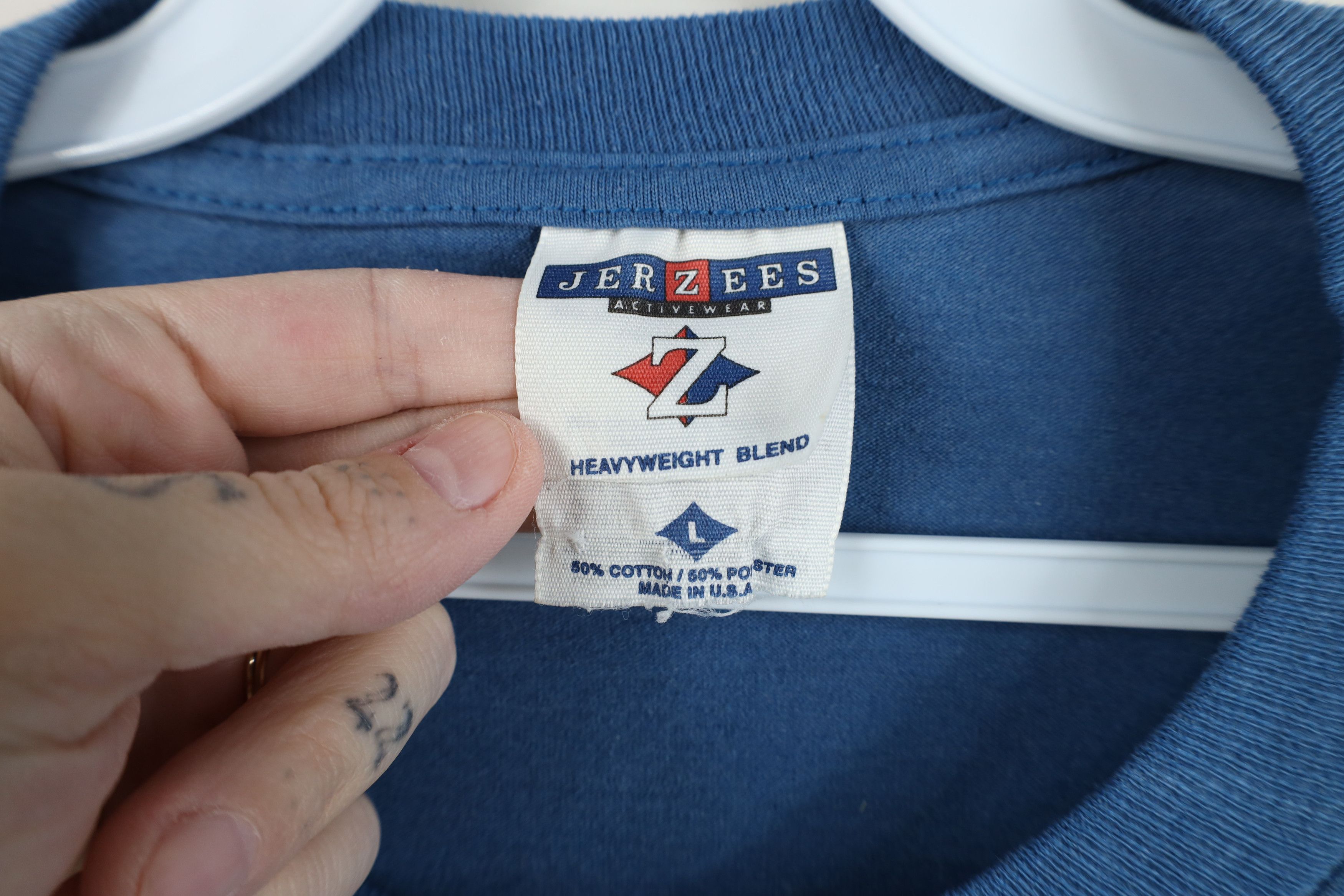 Vintage Vintage 90s Streetwear Heavy Off 3/4 Sleeve T-Shirt Blue USA Size US L / EU 52-54 / 3 - 4 Thumbnail