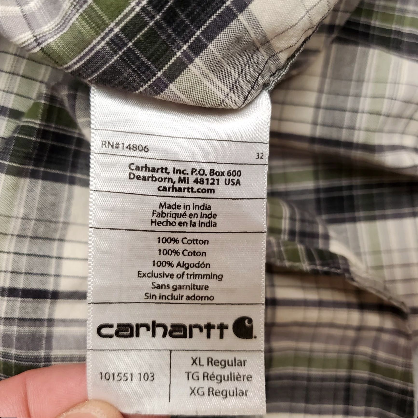 Carhartt Carhartt Shirt Mens XL Black Plaid Relaxed Fit Short Sleeve Outdoors Button-Up Shirt Size US XL / EU 56 / 4 - 6 Thumbnail