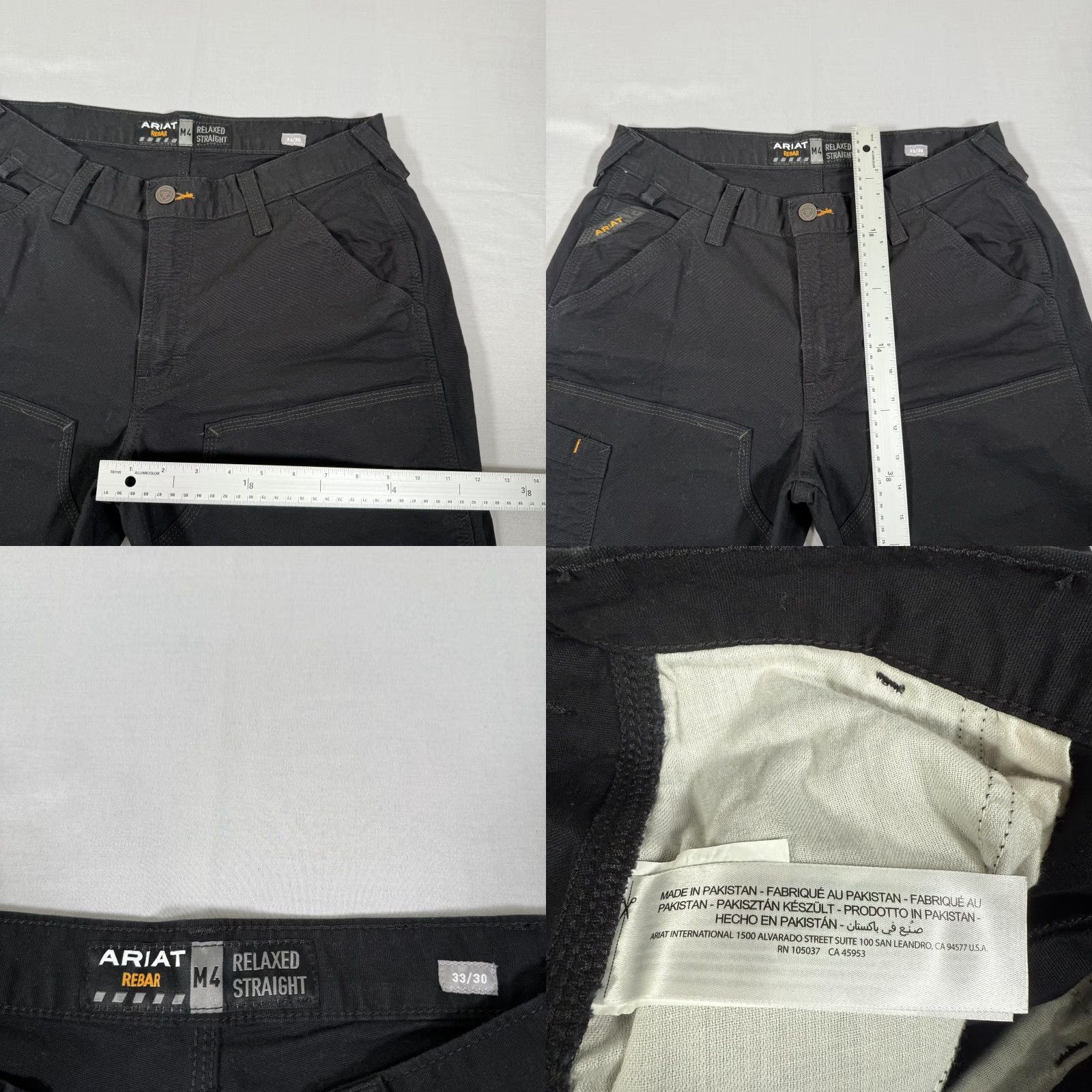 Ariat Ariat Rebar M4 Relaxed Straight Work Carpenter Pants 33x30 Black Mens/Regular Size with Cargo Pockets, Canvas, Zip Fly, Stretch, Utility Size US 33 - 8 Thumbnail