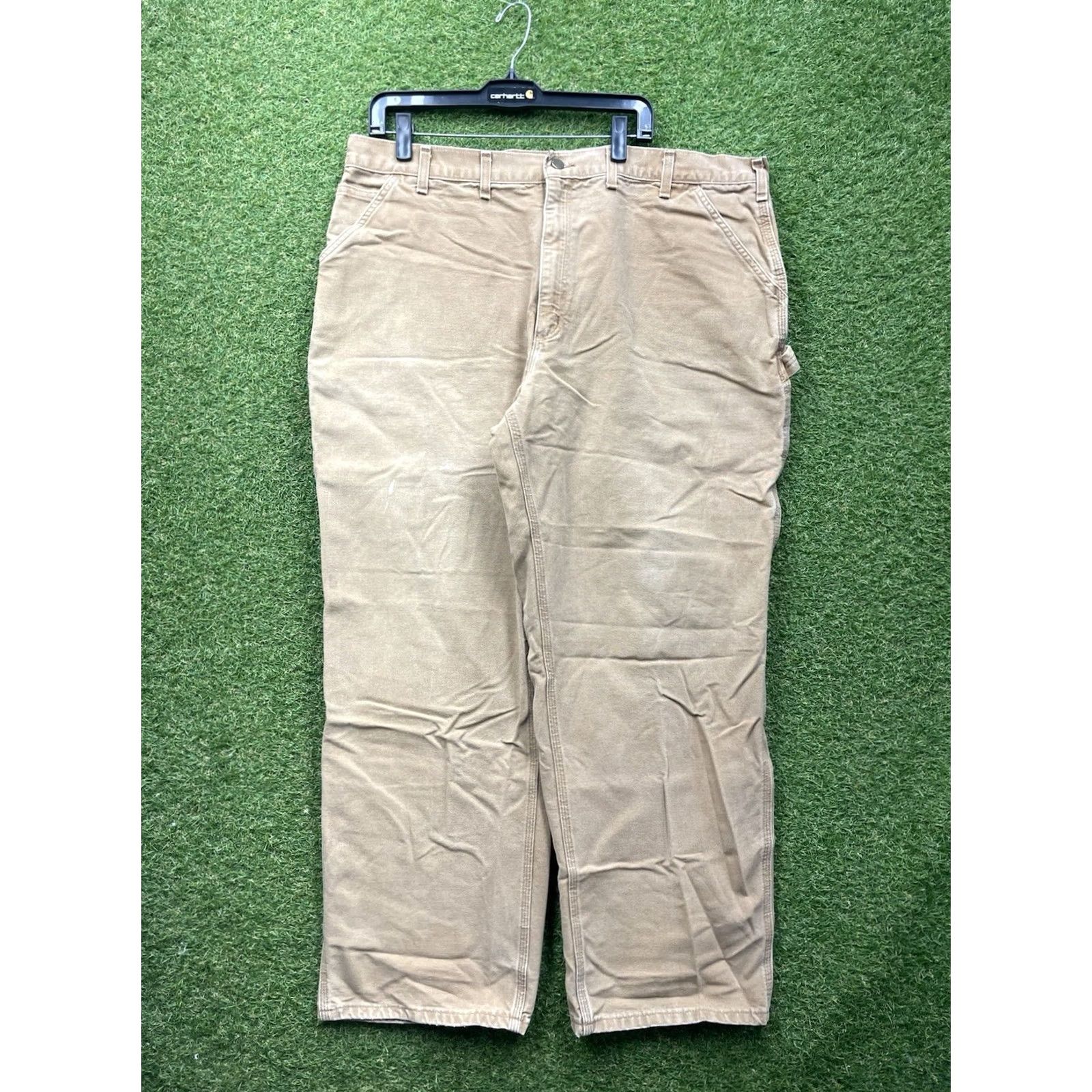 Carhartt Carhartt Pants Mens 44x32 Brown Duck Canvas Cotton Loose Fit Carpenter Khaki Casual Jeans Straight 5-Pocket Mens Regular Brown Carhartt B17 Size US 44 / EU 60 - 2 Thumbnail