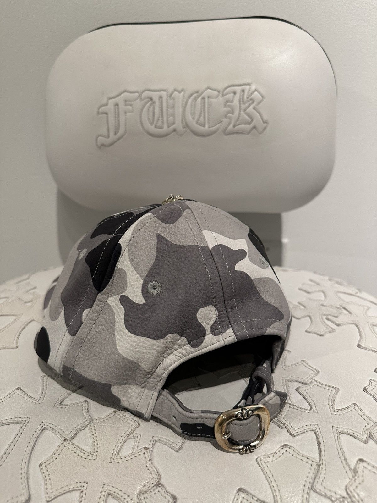 Chrome Hearts Chrome Hearts Snow Camo Leather Hat Size ONE SIZE - 4 Thumbnail