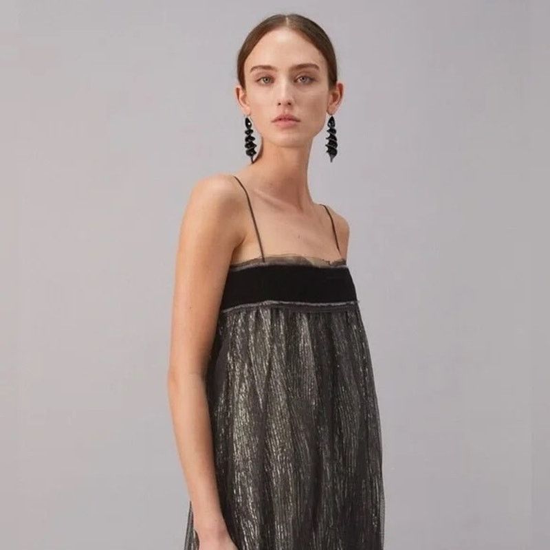 Tory Burch Tory Burch Crinkle Stripe Lamé Dress black silver Size 6 Size M / US 6-8 / IT 42-44 - 4 Thumbnail