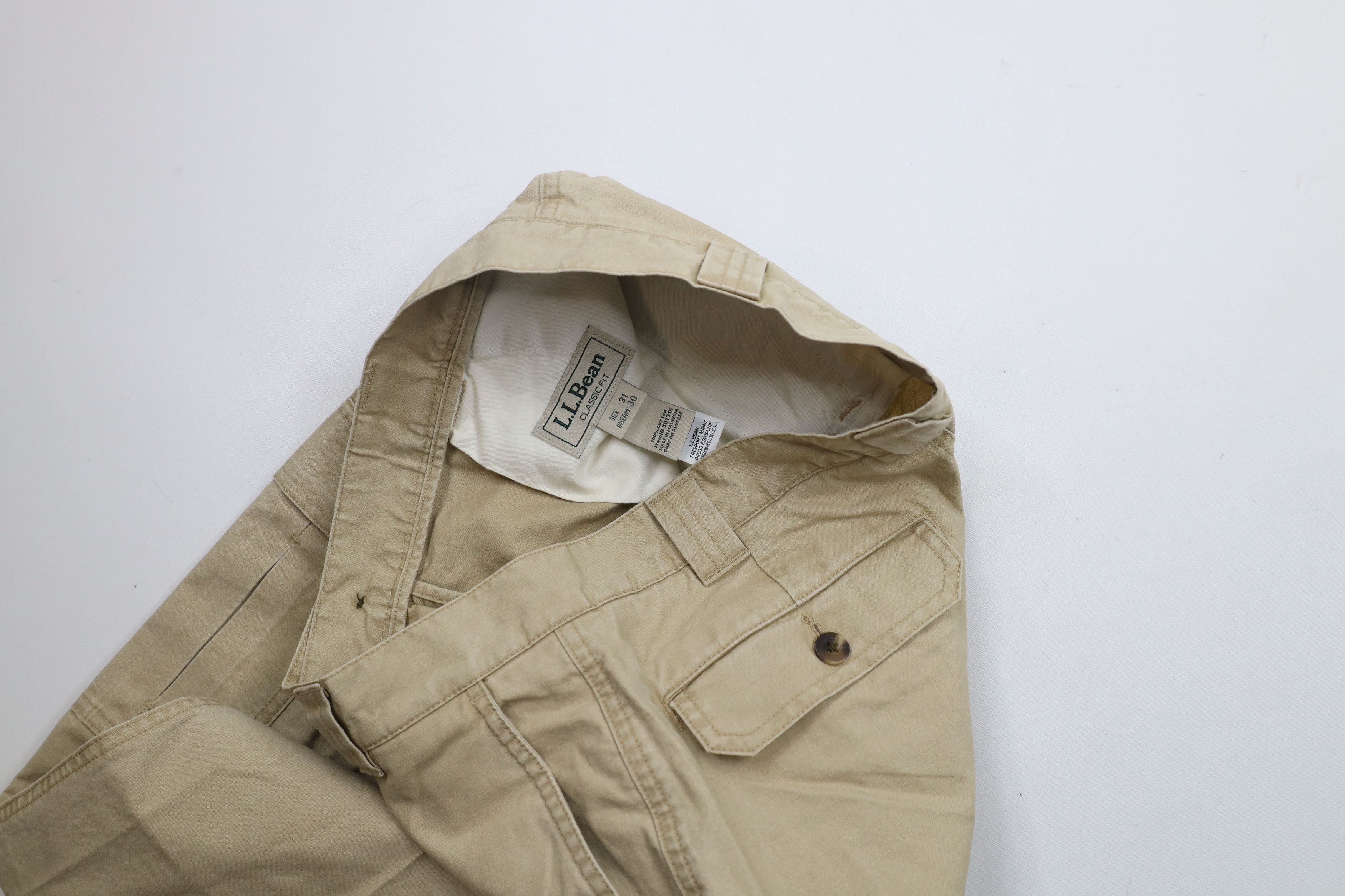 L.L. Bean × Vintage Vintage 90s LL Bean Stonewash Straight Leg Cargo Pants Beige Size US 31 - 7 Thumbnail