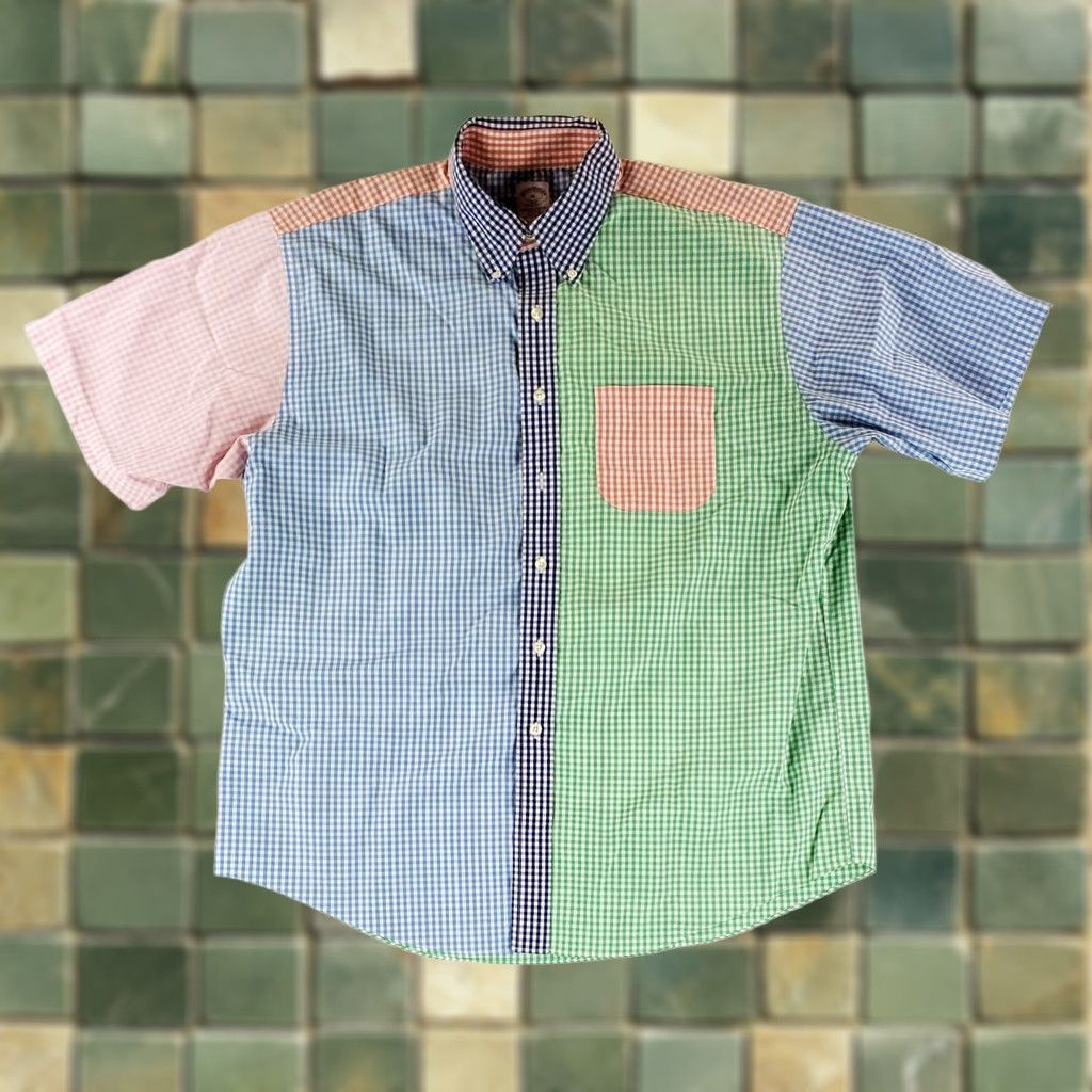 Brooks Brothers Brooks Brothers Shirt Short Sleeve Color Block Check Plaid Multicolor Mens XL Size US XL / EU 56 / 4 - 1 Thumbnail