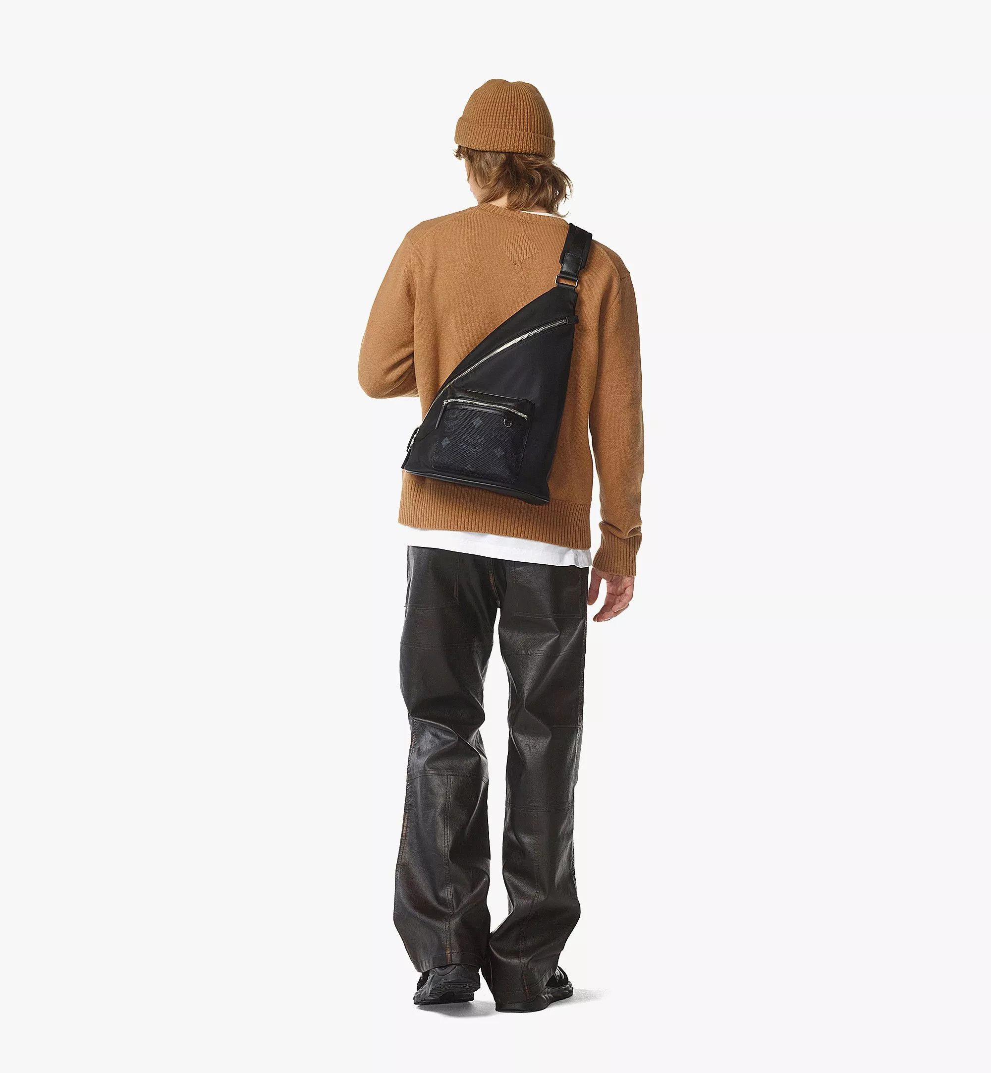 MCM MCM Medium Aren Sling black nylon & leather backpack Size ONE SIZE - 4 Thumbnail