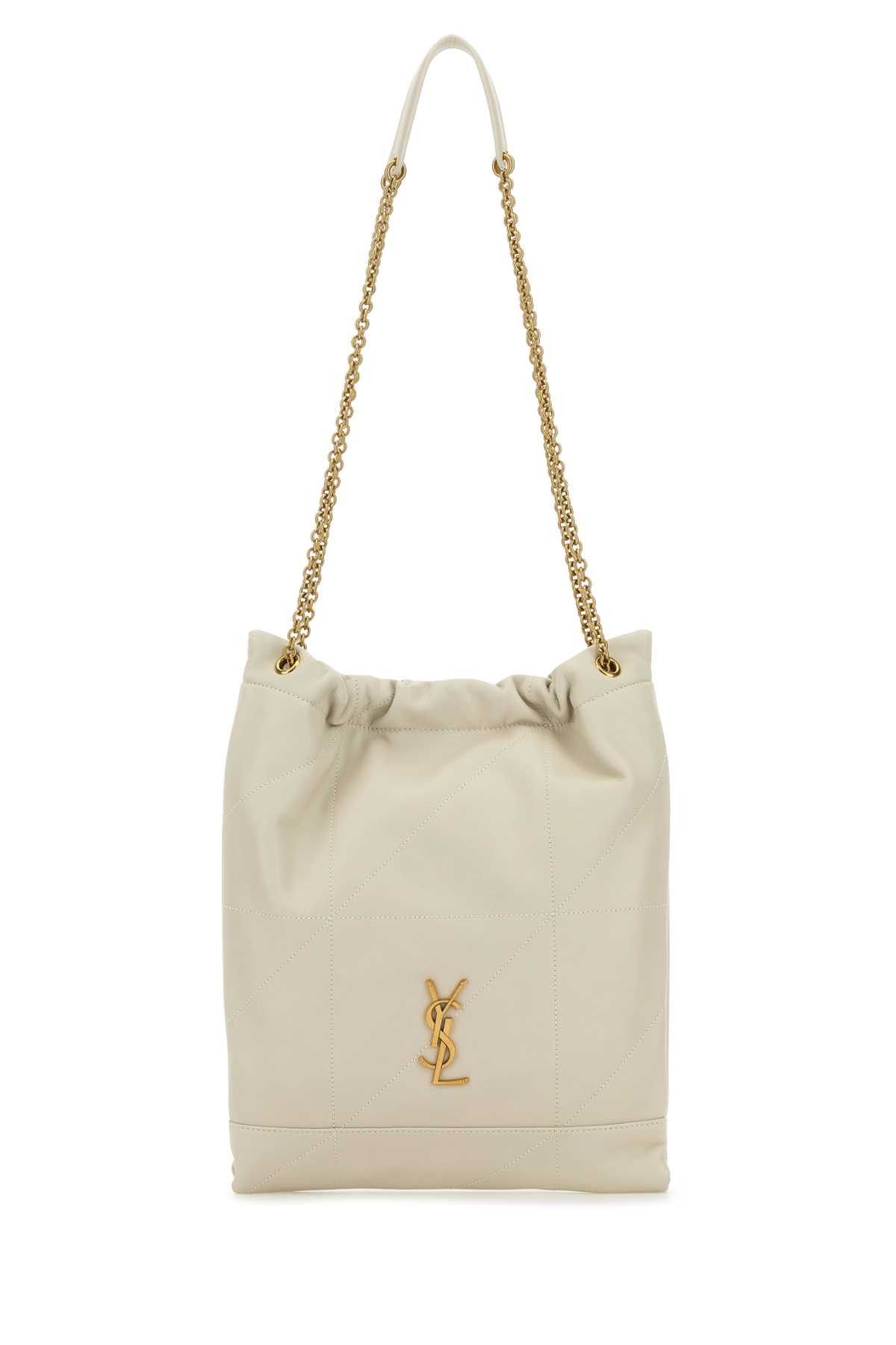 Saint Laurent Paris Ivory Leather Pochon Shoulder Bag, Women's